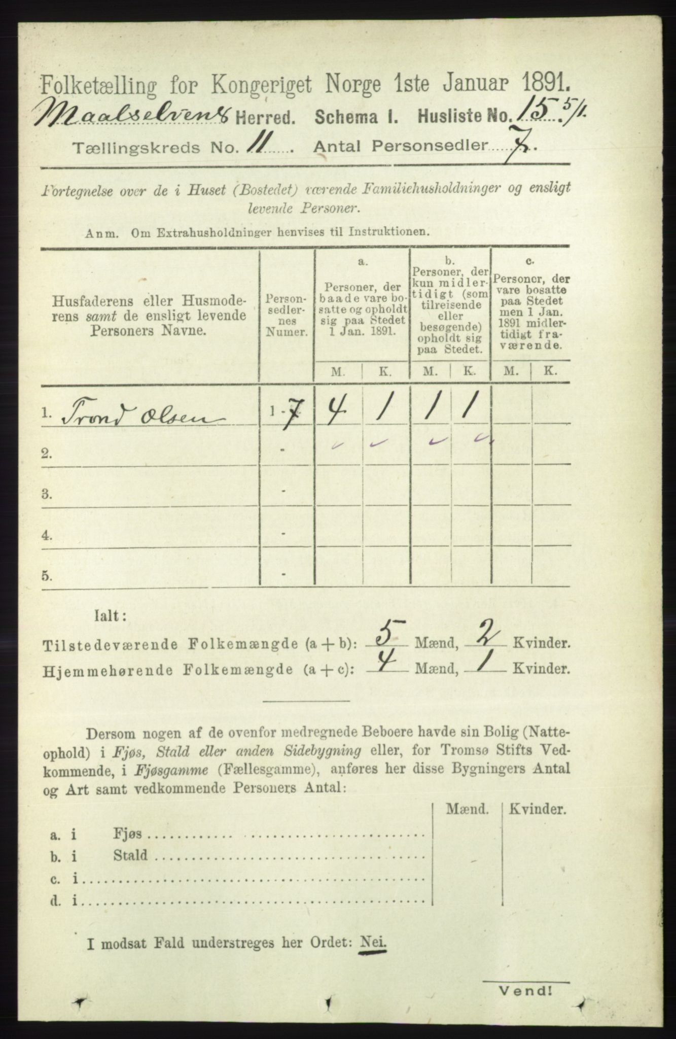 RA, 1891 census for 1924 Målselv, 1891, p. 3206