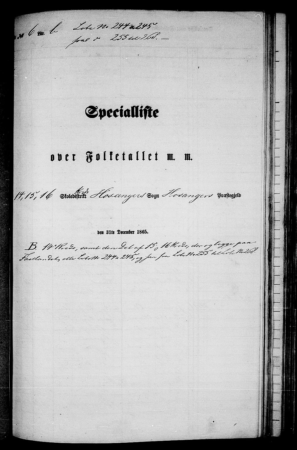 RA, 1865 census for Hosanger, 1865, p. 98