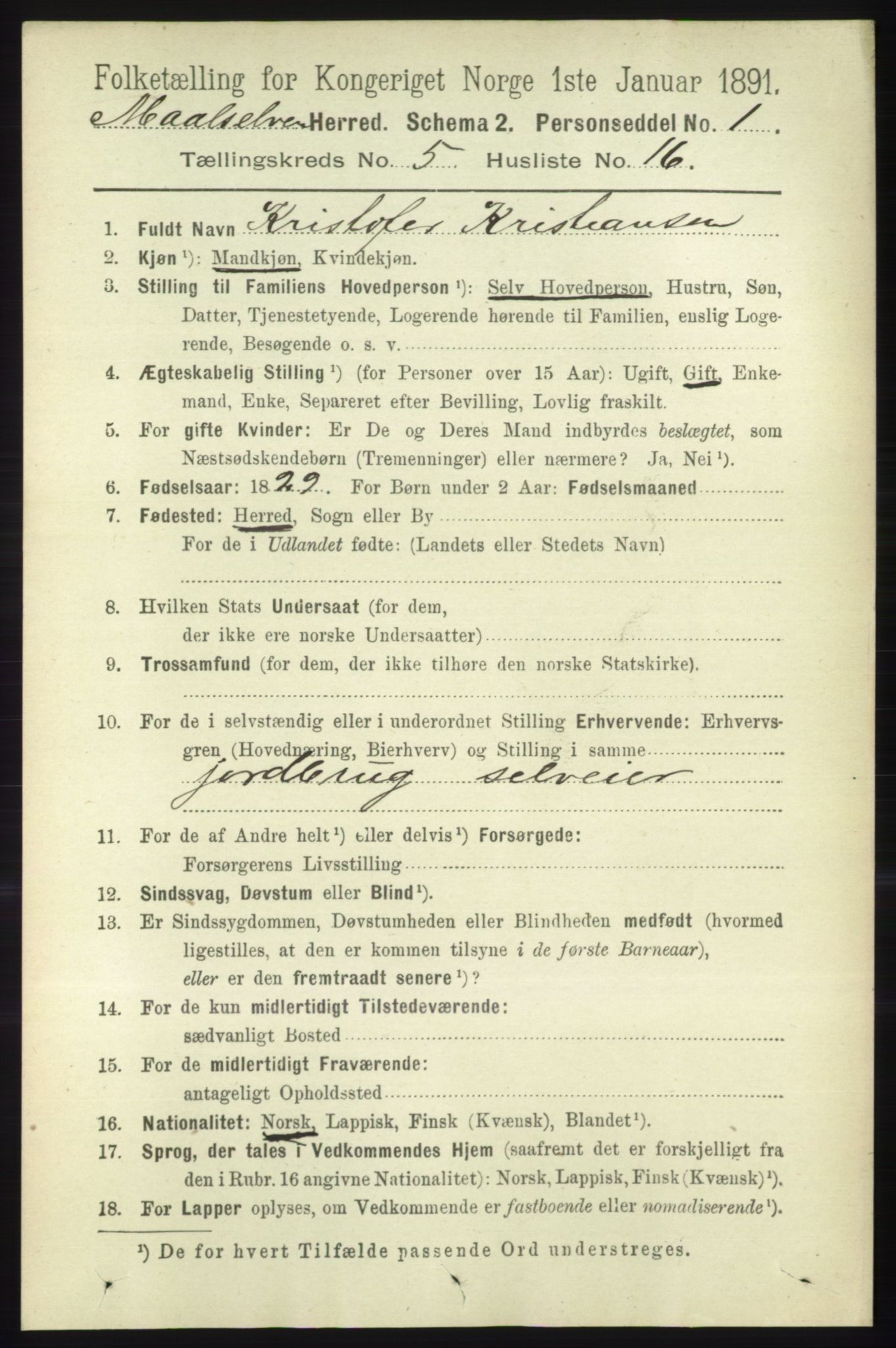 RA, 1891 census for 1924 Målselv, 1891, p. 1731