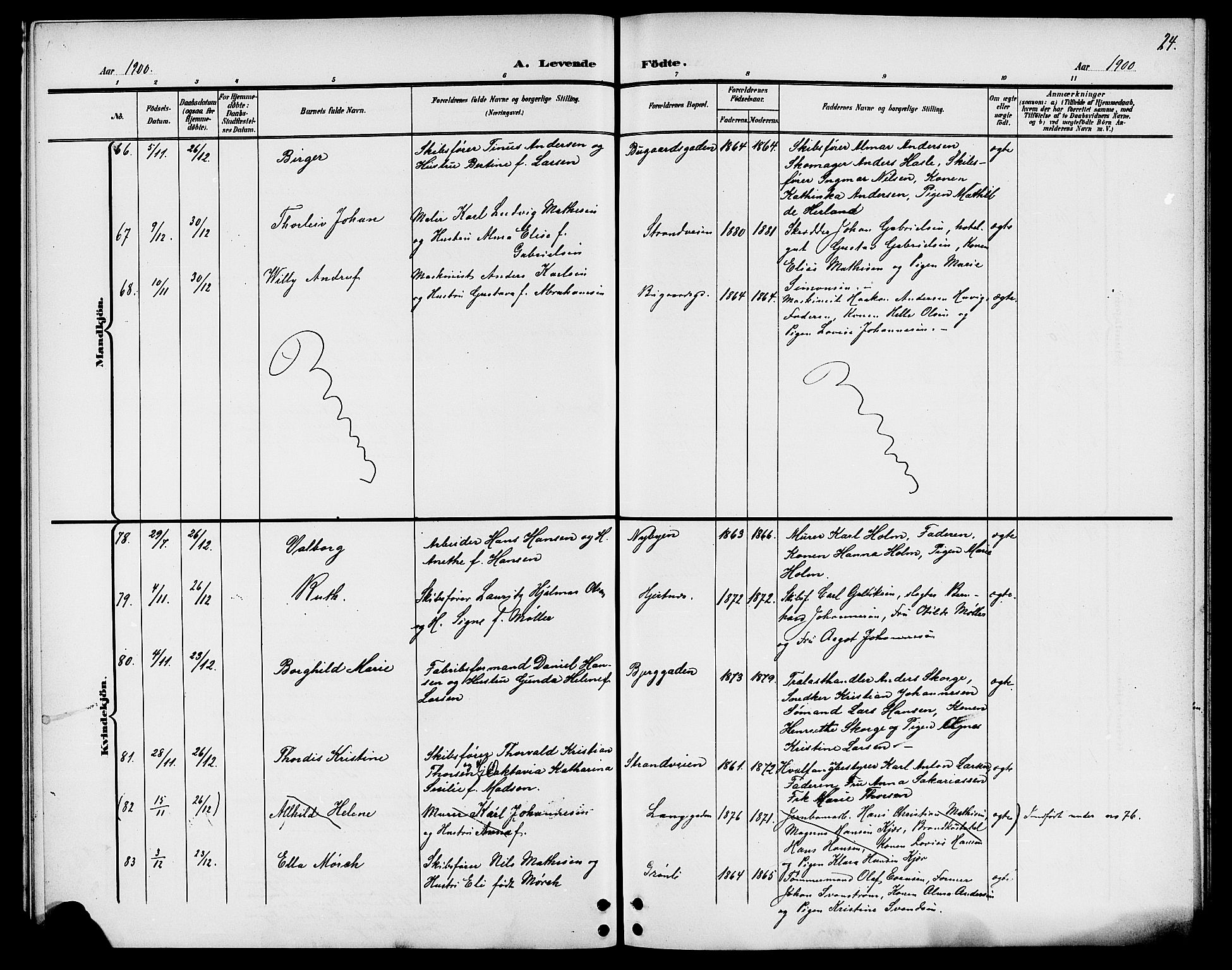 Sandefjord kirkebøker, AV/SAKO-A-315/G/Ga/L0002: Parish register (copy) no. 2, 1899-1903, p. 24