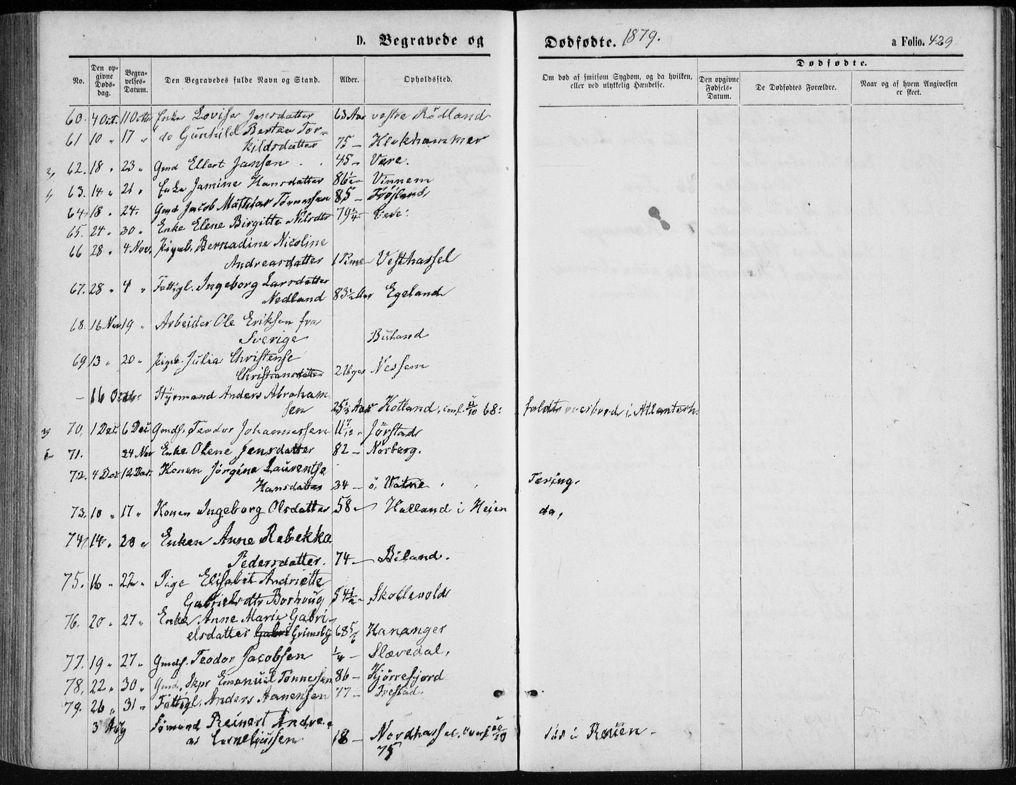 Lista sokneprestkontor, AV/SAK-1111-0027/F/Fb/L0004: Parish register (copy) no. B 4, 1877-1891, p. 429