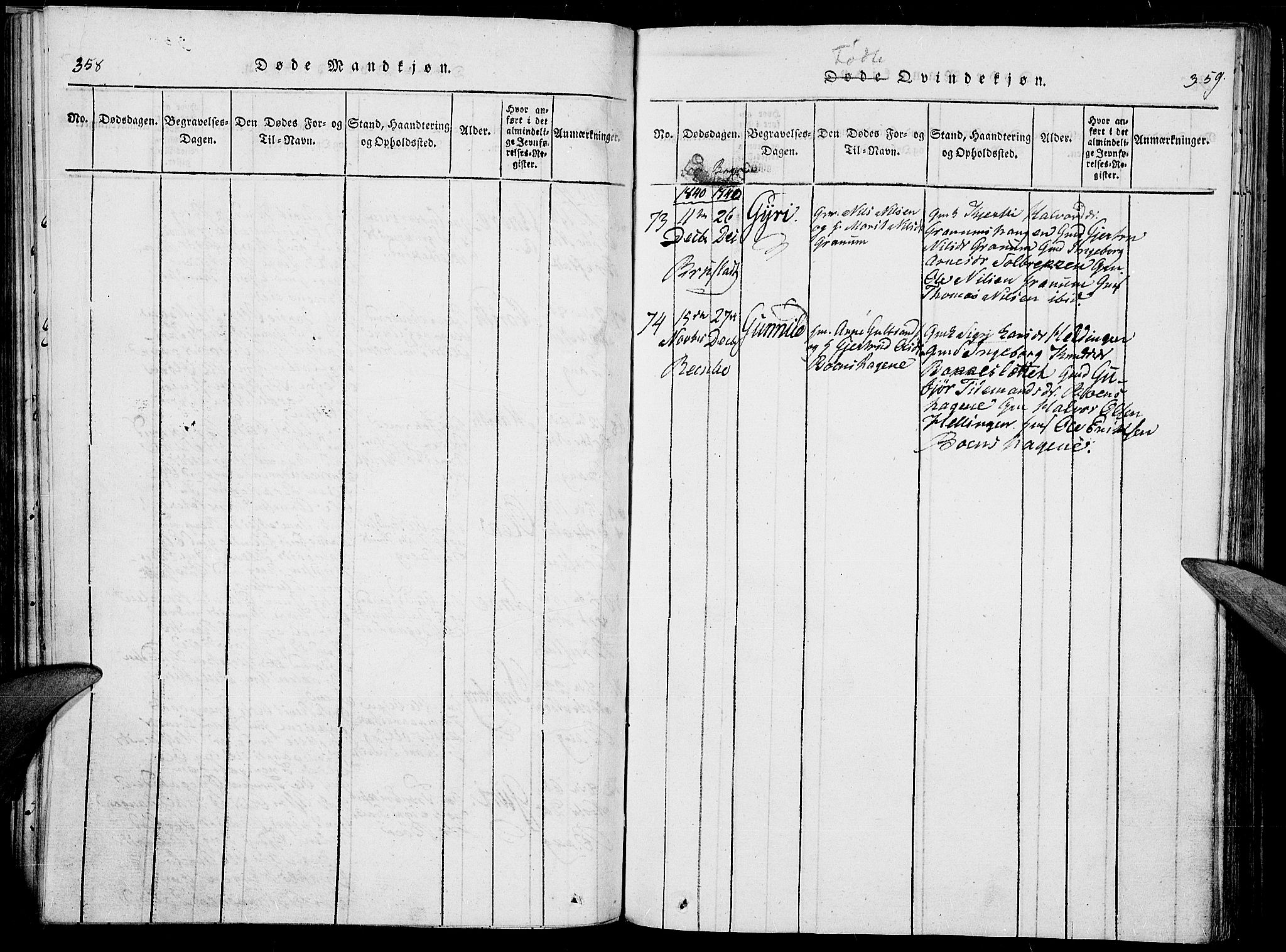 Sør-Aurdal prestekontor, SAH/PREST-128/H/Ha/Haa/L0003: Parish register (official) no. 3, 1825-1840, p. 358-359