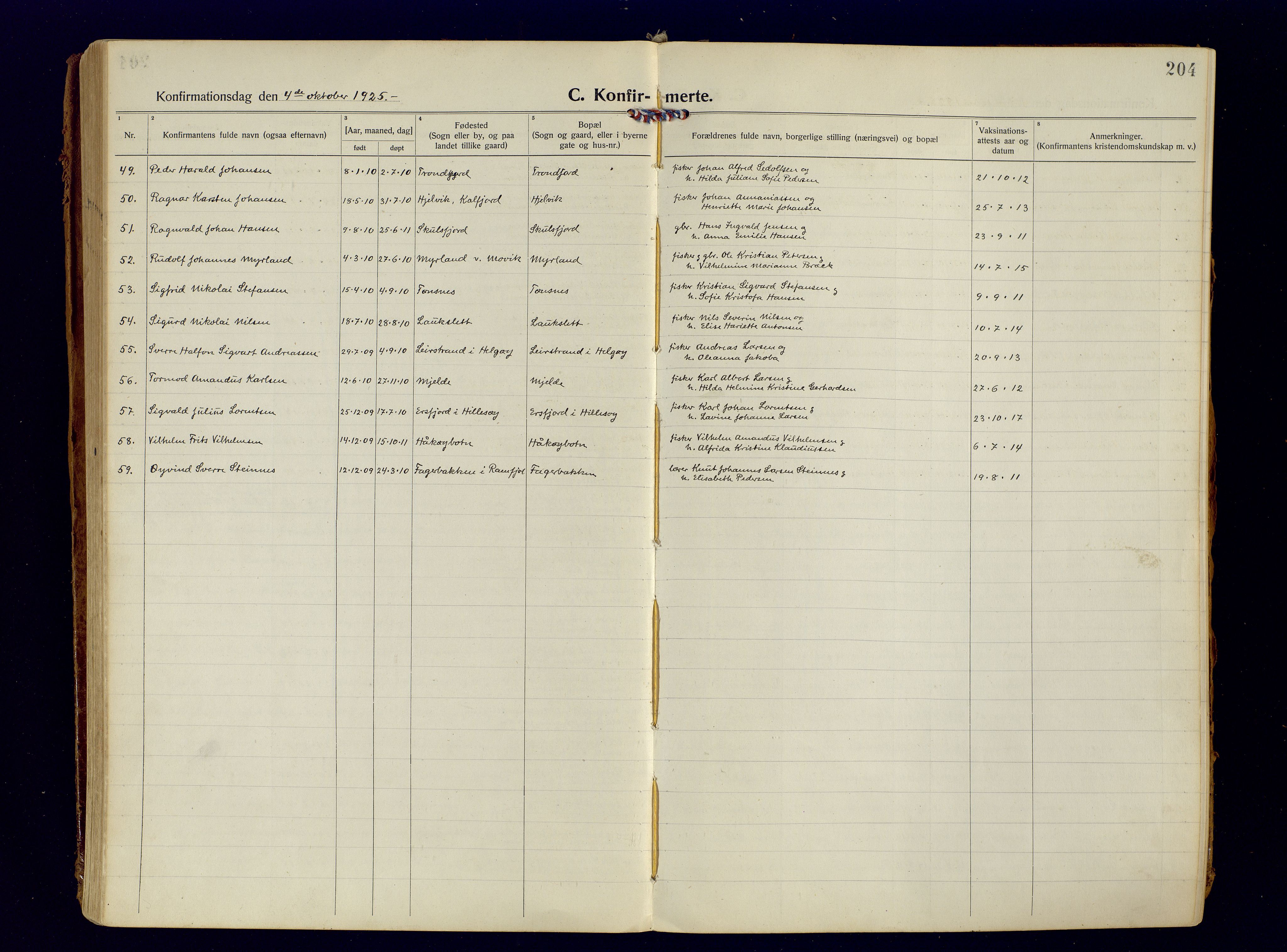 Tromsøysund sokneprestkontor, AV/SATØ-S-1304/G/Ga/L0009kirke: Parish register (official) no. 9, 1922-1934, p. 204