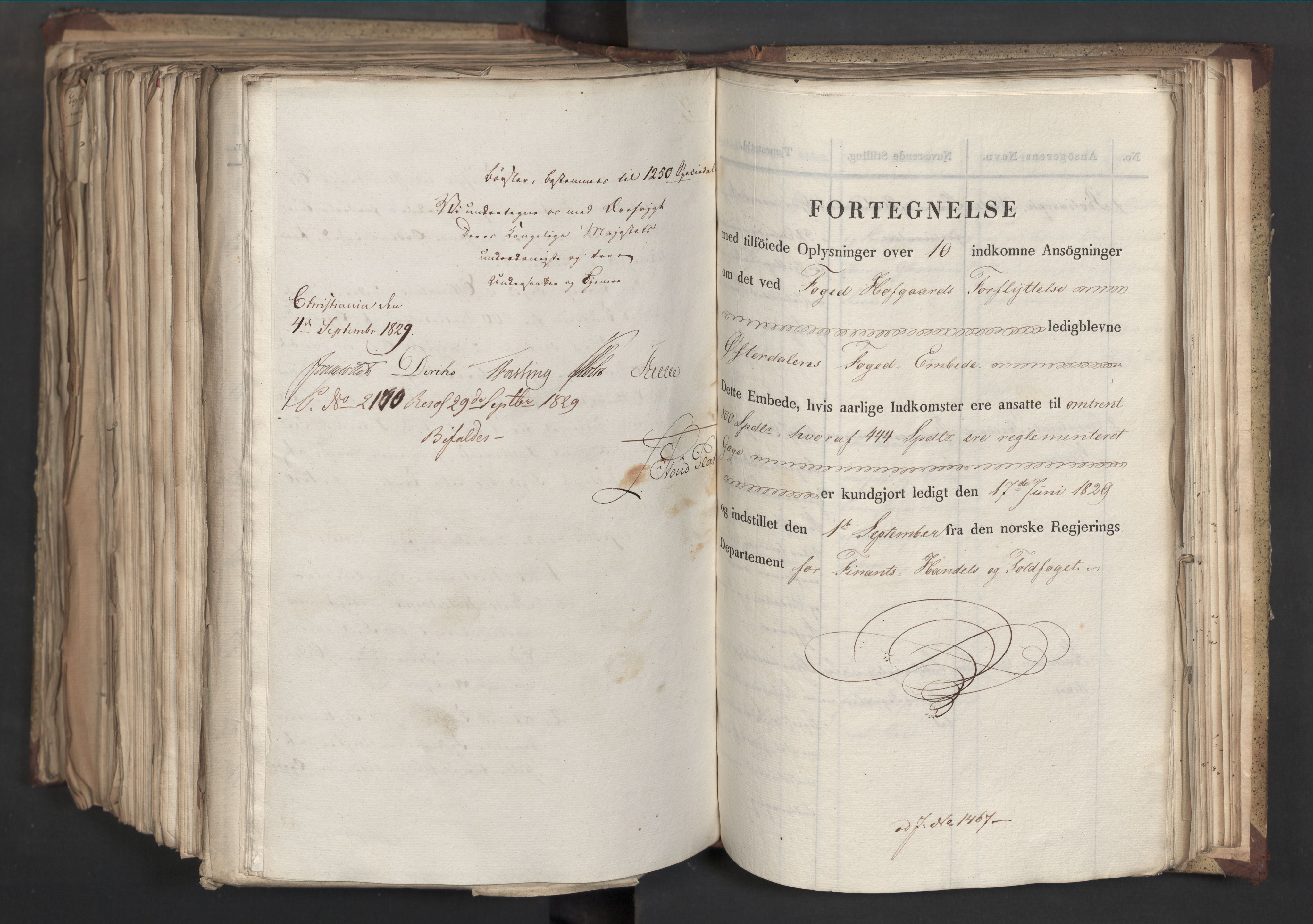 Statsrådsavdelingen i Stockholm, AV/RA-S-1003/D/Da/L0060: Regjeringsinnstillinger nr. 1276-1500, 1829, p. 692