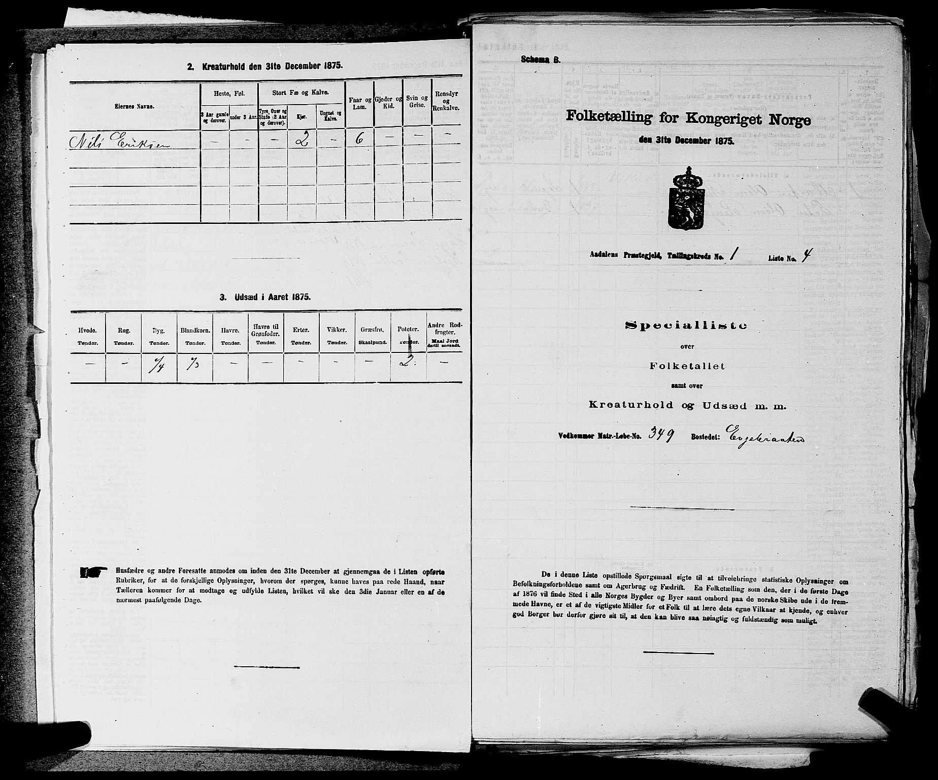 SAKO, 1875 census for 0614P Ådal, 1875, p. 35