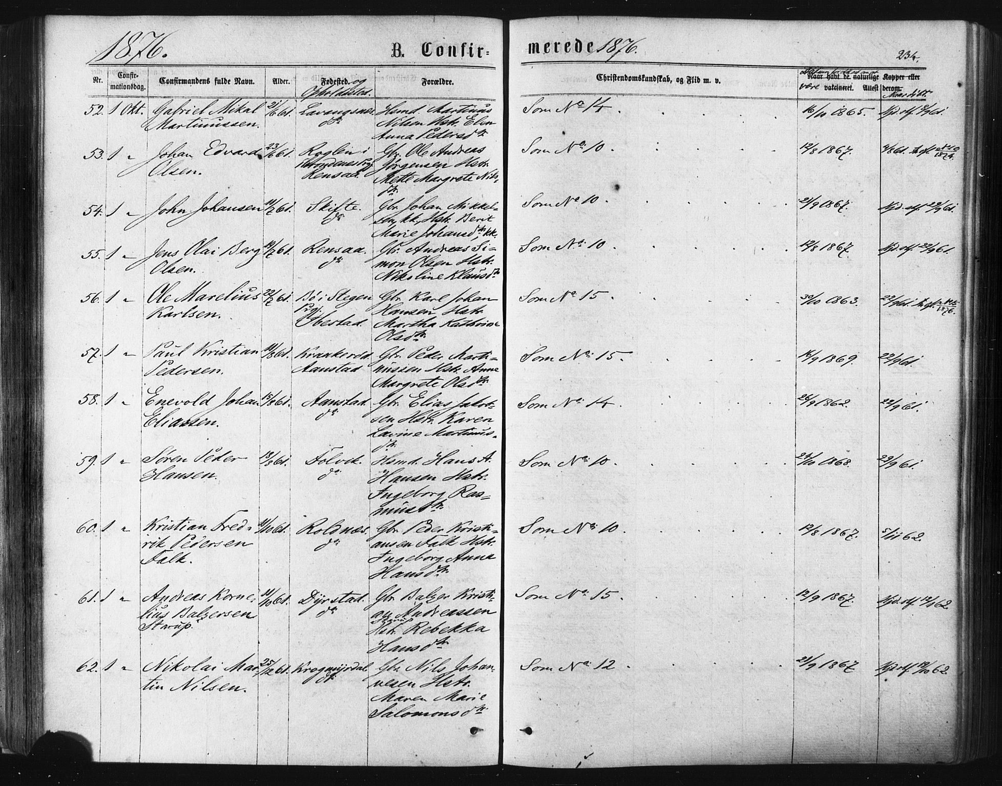 Ibestad sokneprestembete, AV/SATØ-S-0077/H/Ha/Haa/L0010kirke: Parish register (official) no. 10, 1869-1879, p. 234