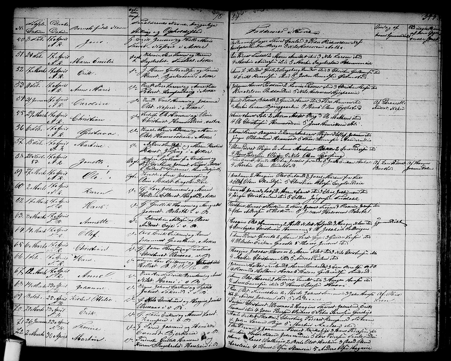 Asker prestekontor Kirkebøker, SAO/A-10256a/F/Fa/L0007: Parish register (official) no. I 7, 1825-1864, p. 345