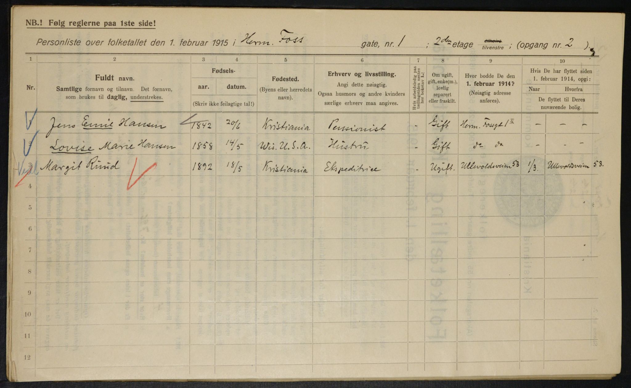 OBA, Municipal Census 1915 for Kristiania, 1915, p. 38137