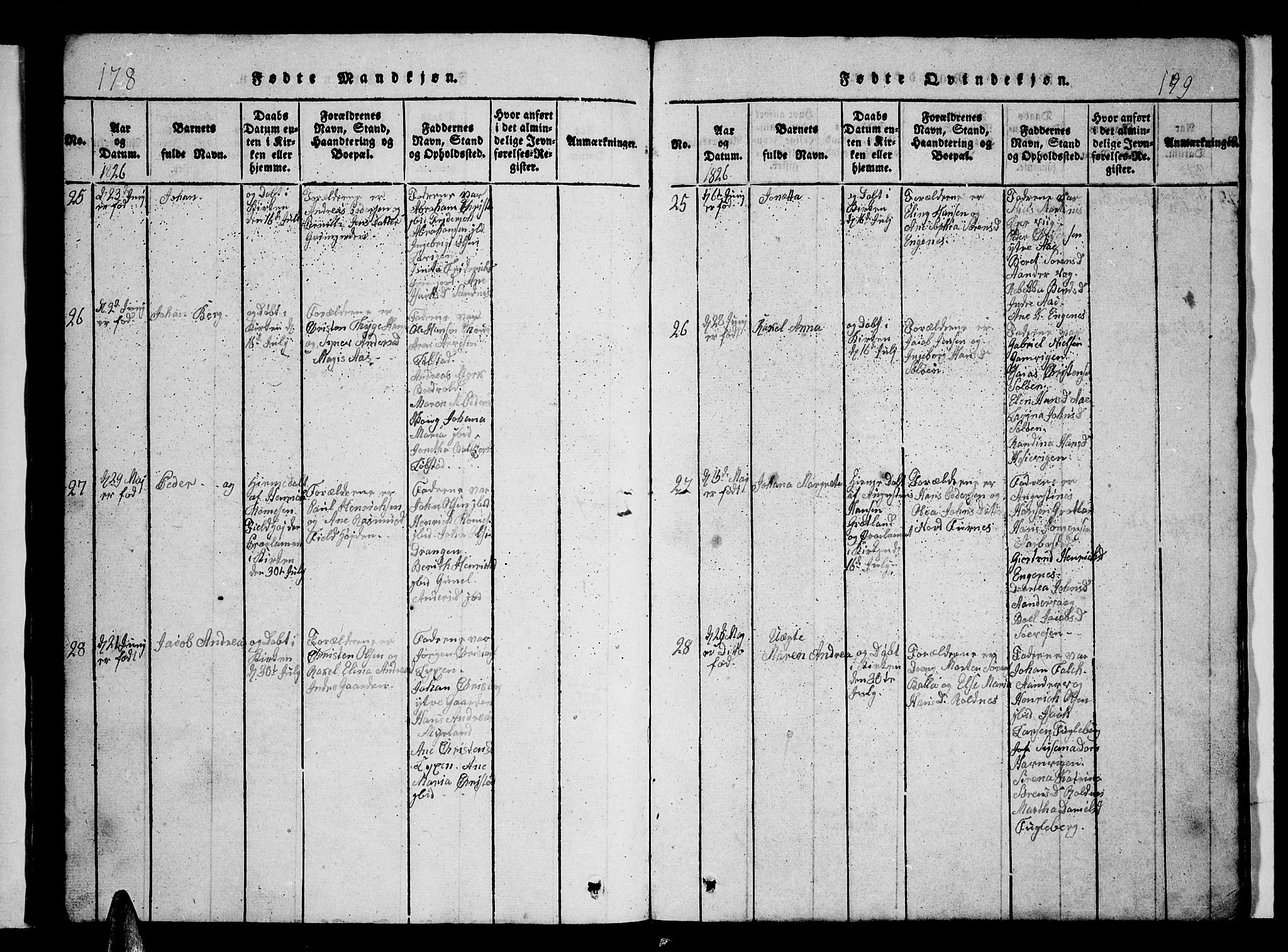 Ibestad sokneprestembete, AV/SATØ-S-0077/H/Ha/Hab/L0002klokker: Parish register (copy) no. 2, 1821-1833, p. 178-179