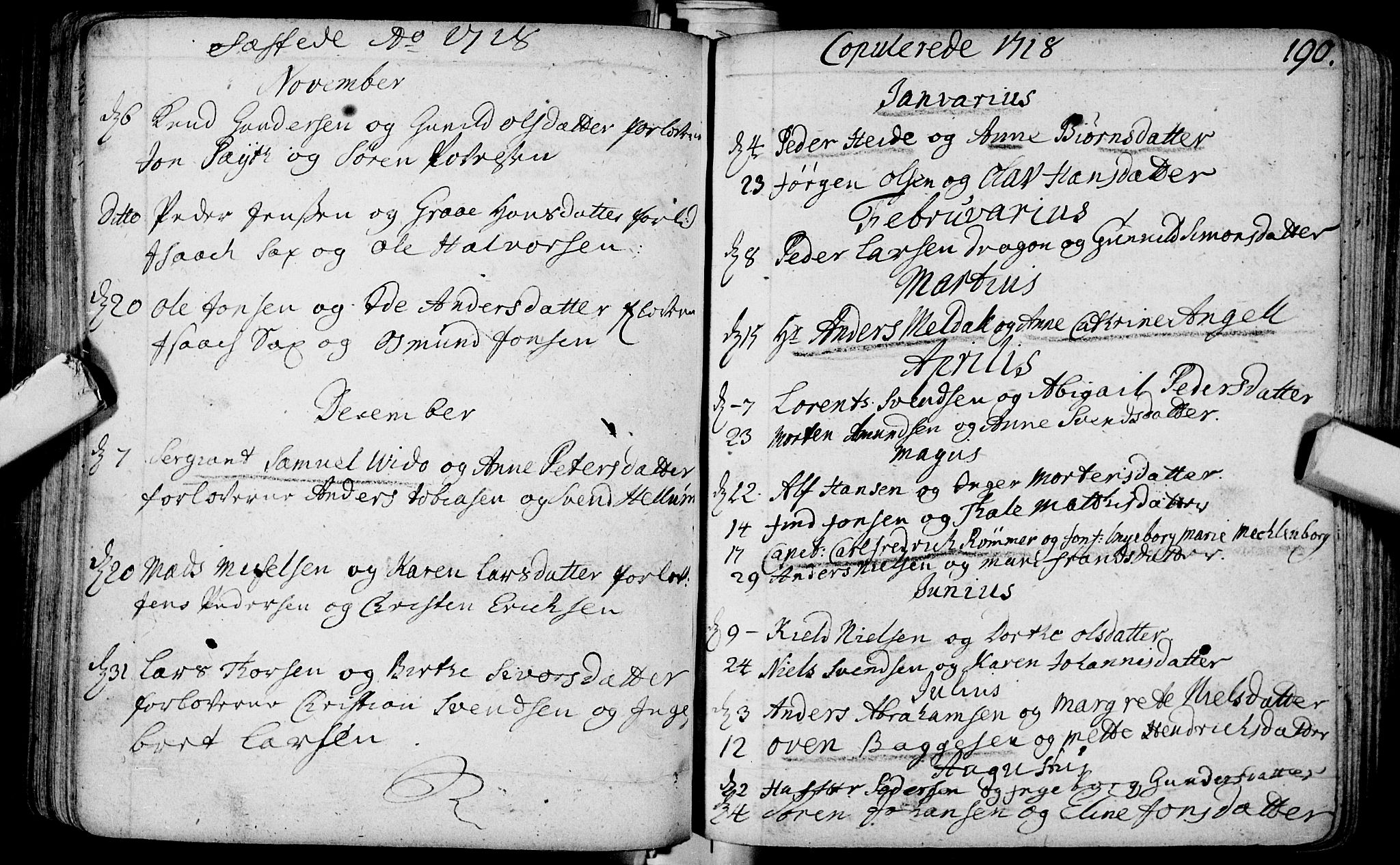 Bragernes kirkebøker, AV/SAKO-A-6/F/Fa/L0003: Parish register (official) no. I 3, 1706-1734, p. 190