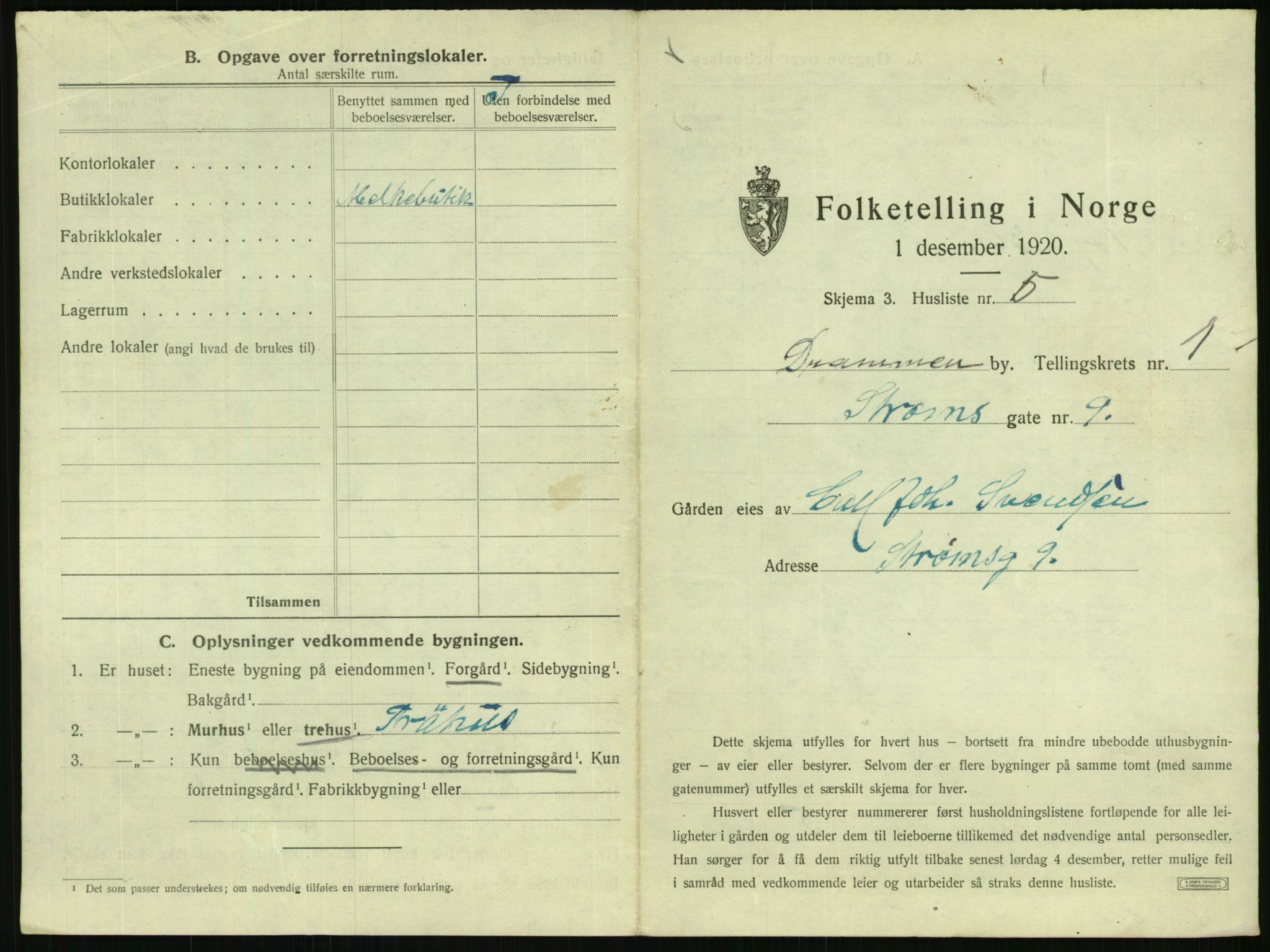 SAKO, 1920 census for Drammen, 1920, p. 112