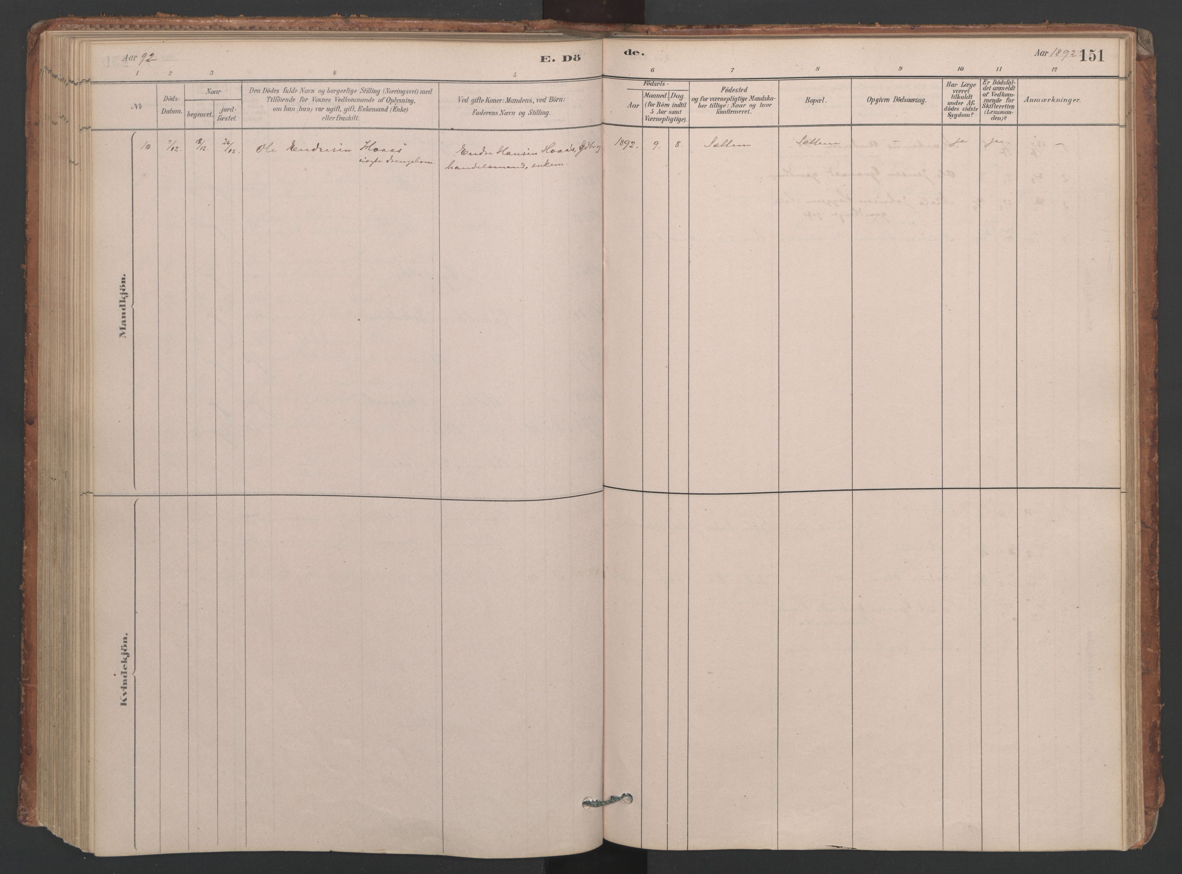 Ministerialprotokoller, klokkerbøker og fødselsregistre - Møre og Romsdal, AV/SAT-A-1454/594/L1036: Parish register (official) no. 594A02 (?), 1879-1910, p. 151