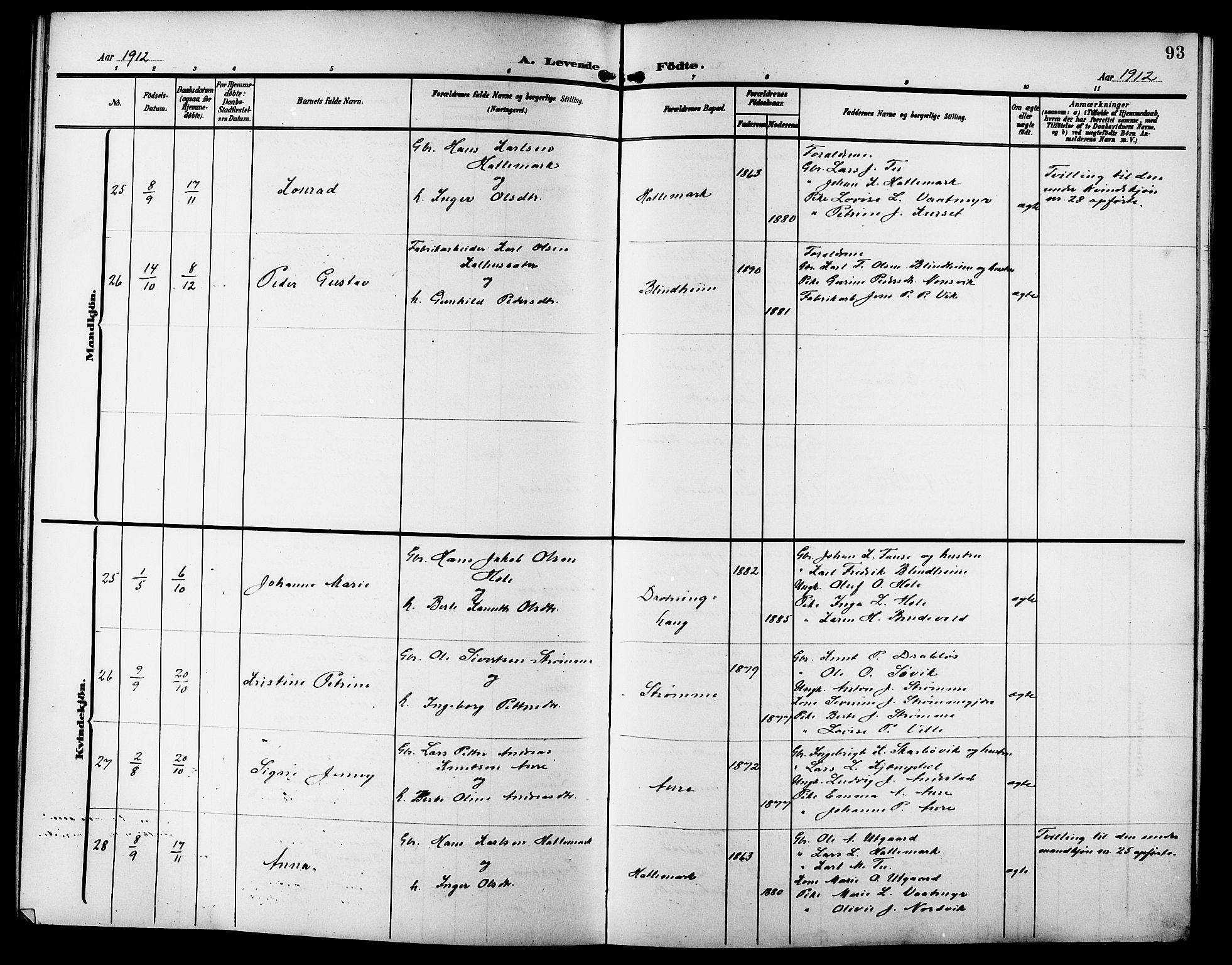 Ministerialprotokoller, klokkerbøker og fødselsregistre - Møre og Romsdal, AV/SAT-A-1454/523/L0341: Parish register (copy) no. 523C04, 1903-1916, p. 93