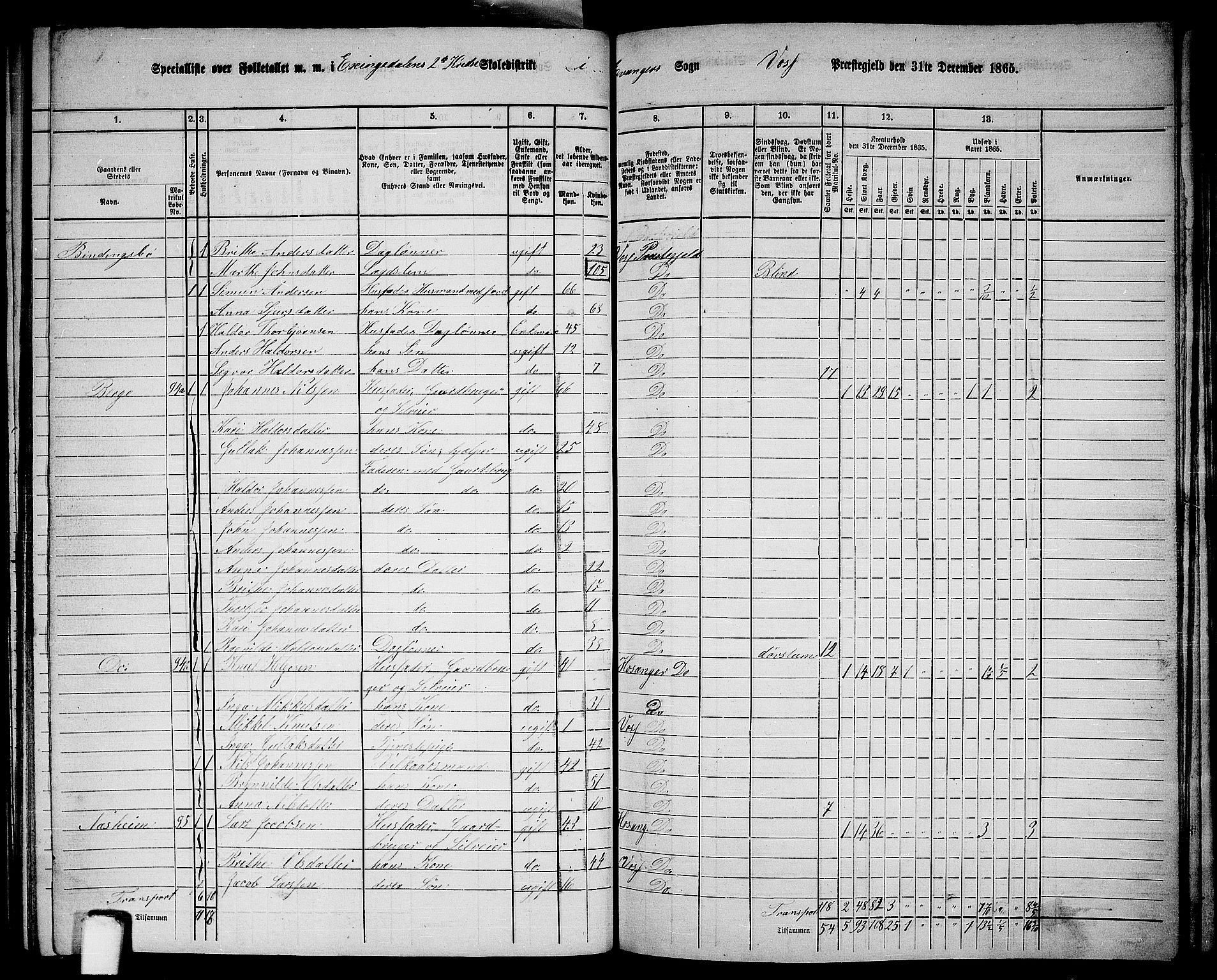 RA, 1865 census for Voss, 1865, p. 357