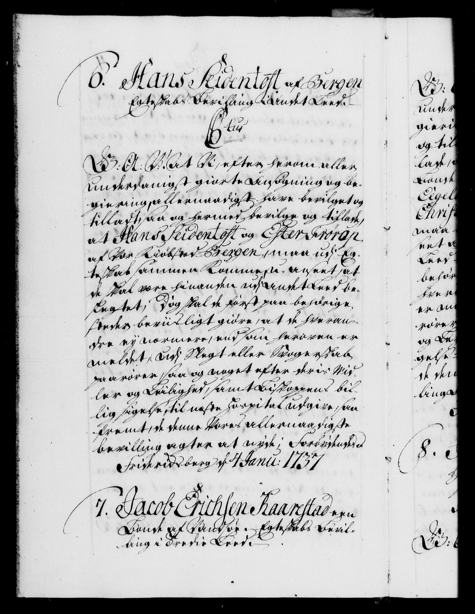 Danske Kanselli 1572-1799, AV/RA-EA-3023/F/Fc/Fca/Fcaa/L0030: Norske registre, 1737-1738, p. 4b