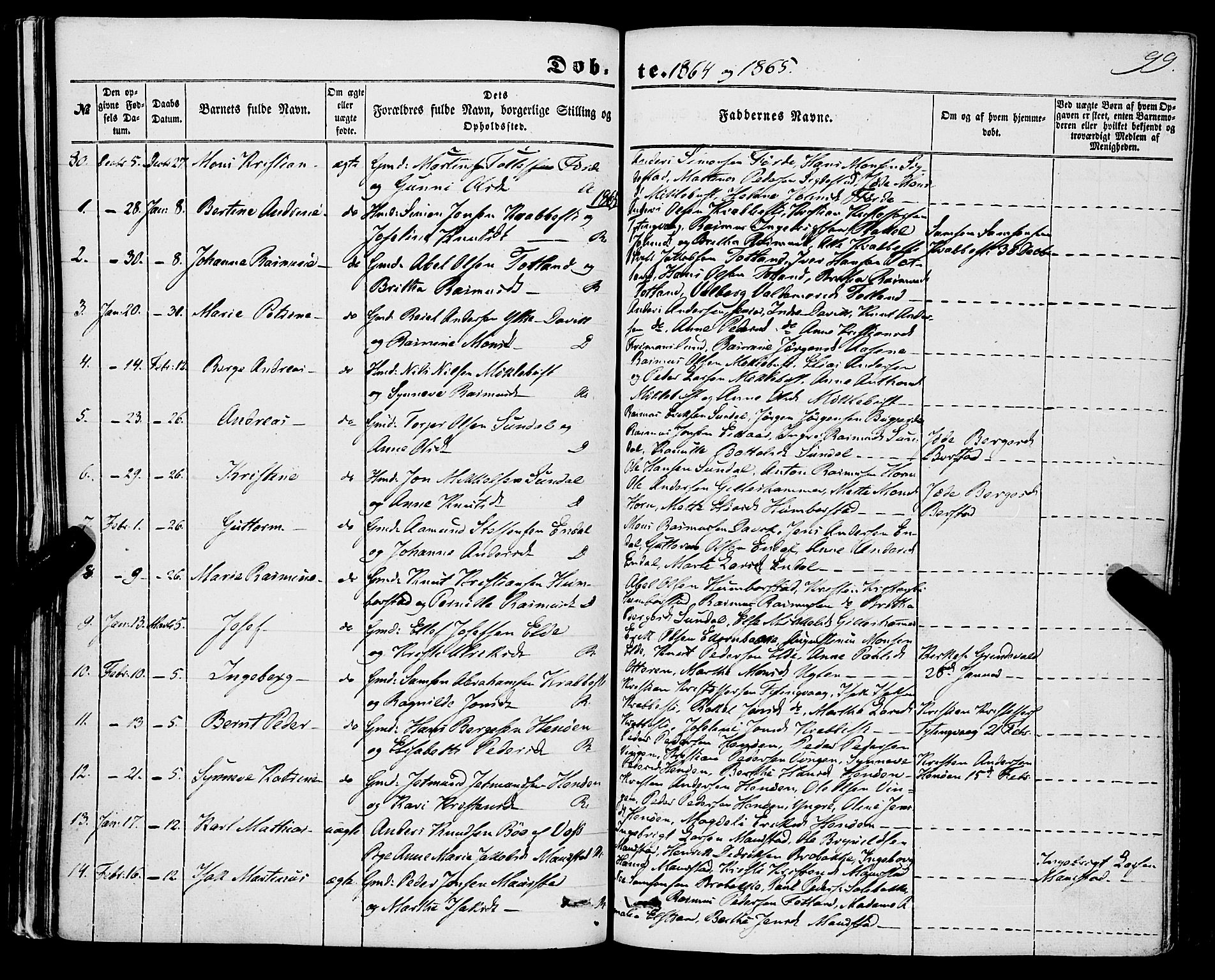 Davik sokneprestembete, AV/SAB-A-79701/H/Haa/Haaa/L0005: Parish register (official) no. A 5, 1850-1866, p. 99