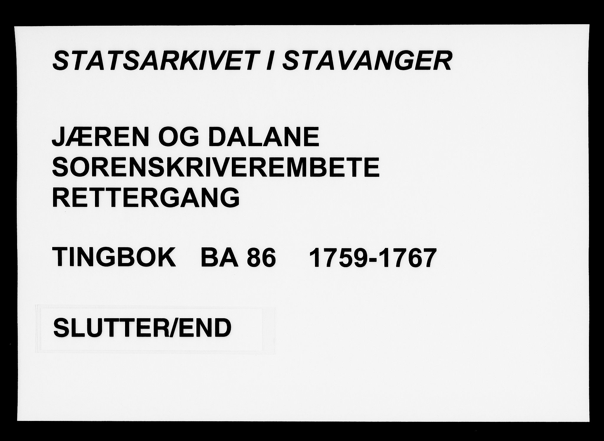 Jæren og Dalane sorenskriveri, AV/SAST-A-100306/3/30/30BA/L0086: TINGBOK <LAKUNE 1761-1765>, 1759-1767