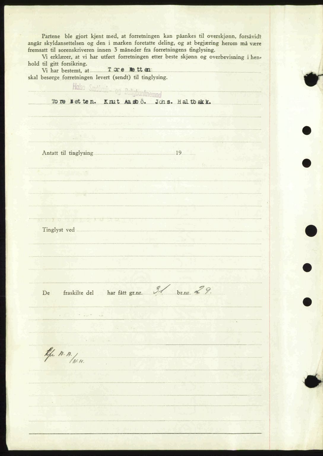 Nordmøre sorenskriveri, AV/SAT-A-4132/1/2/2Ca: Mortgage book no. A103, 1946-1947, Diary no: : 2138/1946