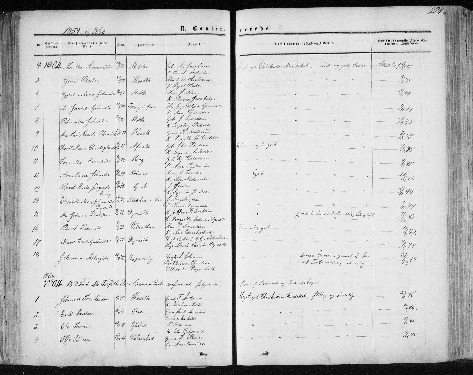 Ministerialprotokoller, klokkerbøker og fødselsregistre - Møre og Romsdal, AV/SAT-A-1454/568/L0804: Parish register (official) no. 568A11, 1854-1868, p. 224