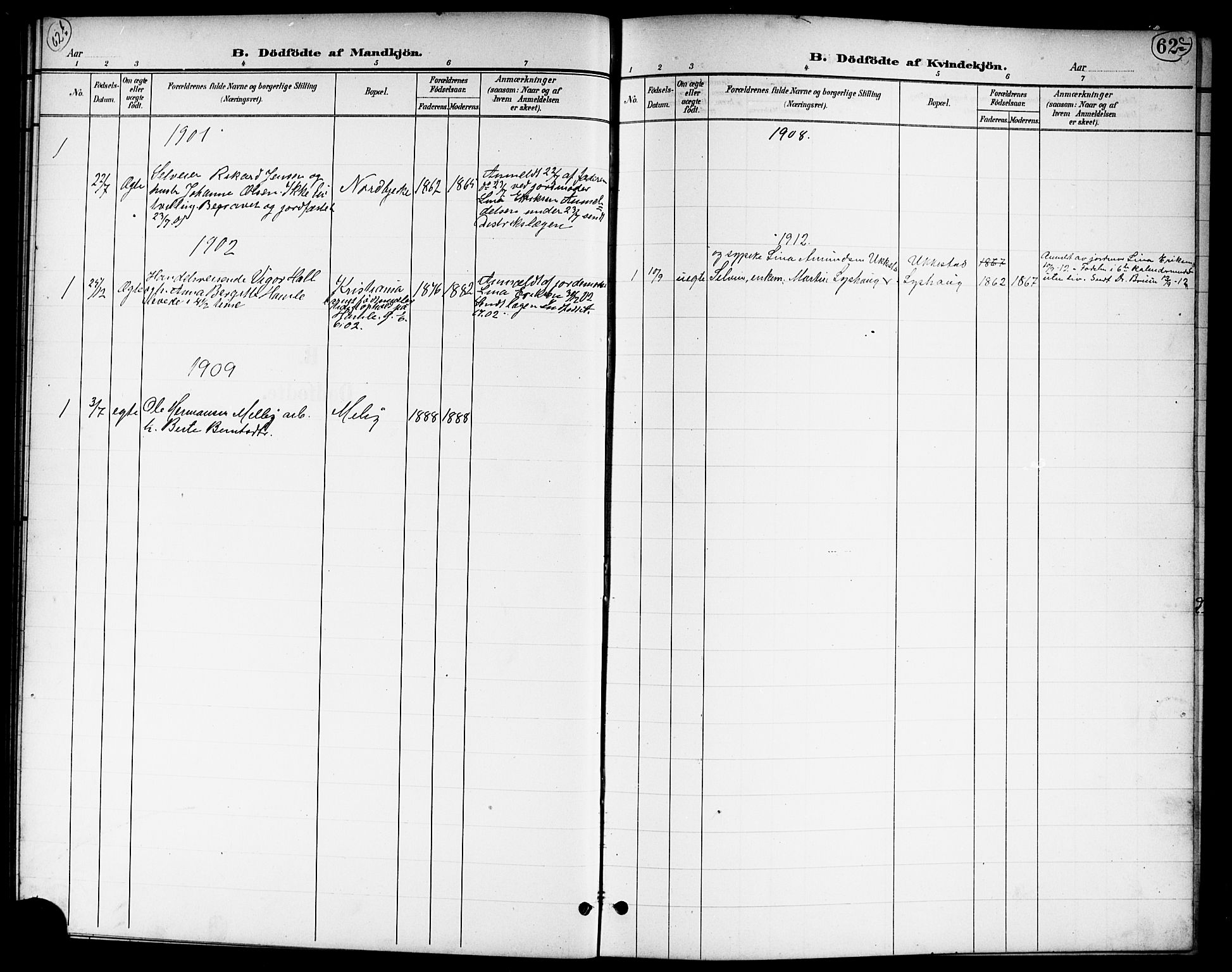 Nannestad prestekontor Kirkebøker, SAO/A-10414a/G/Ga/L0002: Parish register (copy) no. I 2, 1901-1913, p. 62b-62c