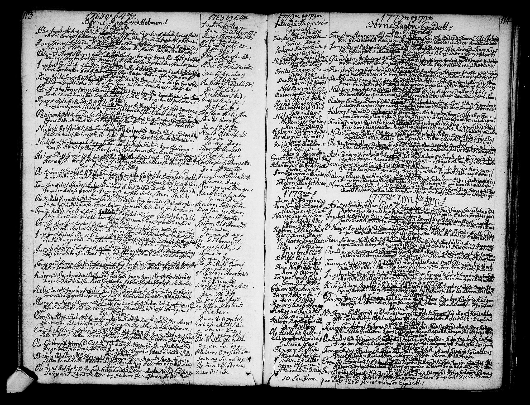 Sigdal kirkebøker, AV/SAKO-A-245/F/Fa/L0001: Parish register (official) no. I 1, 1722-1777, p. 113-114