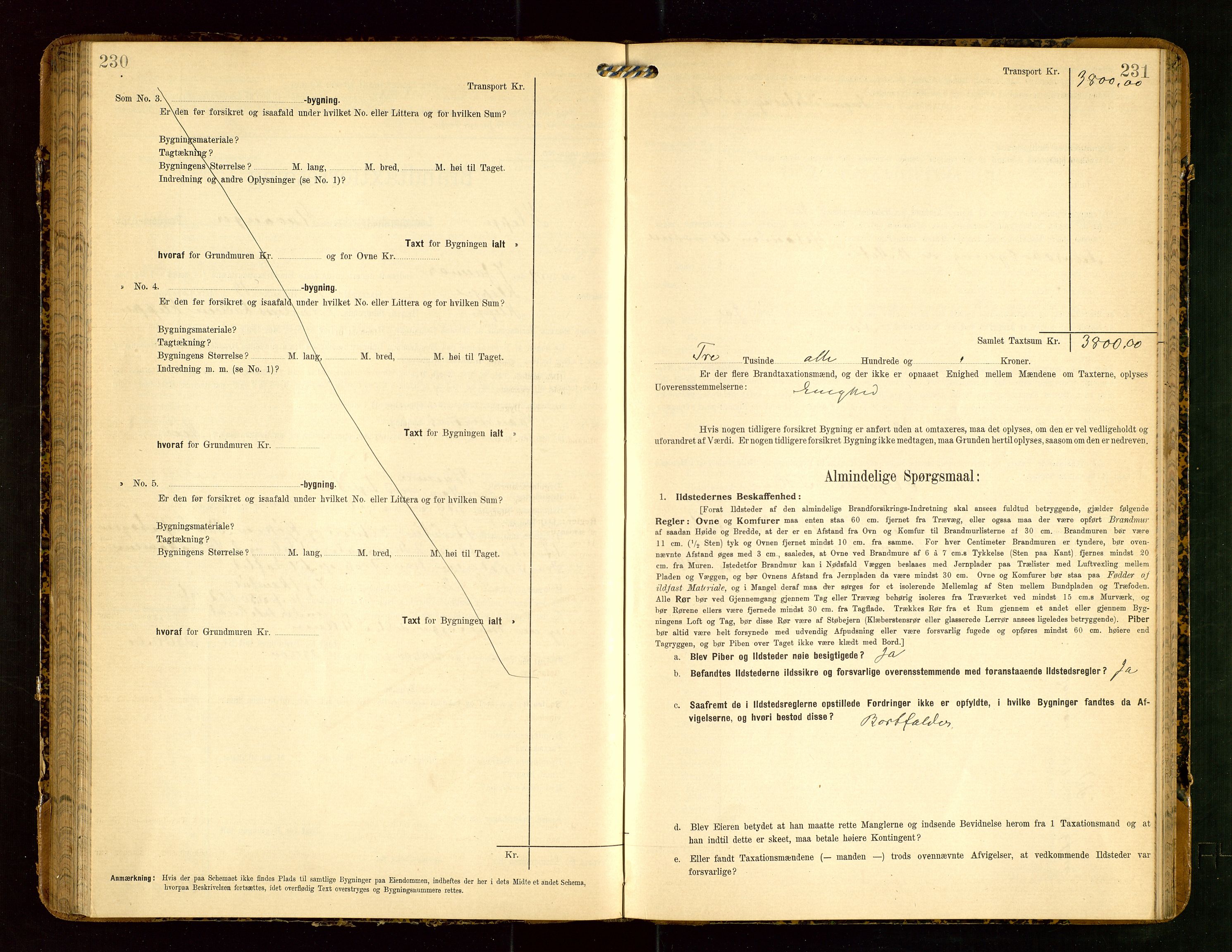 Klepp lensmannskontor, AV/SAST-A-100163/Goc/L0004: "Brandtaxationsprotokol" m/register, 1906-1908, p. 230-231