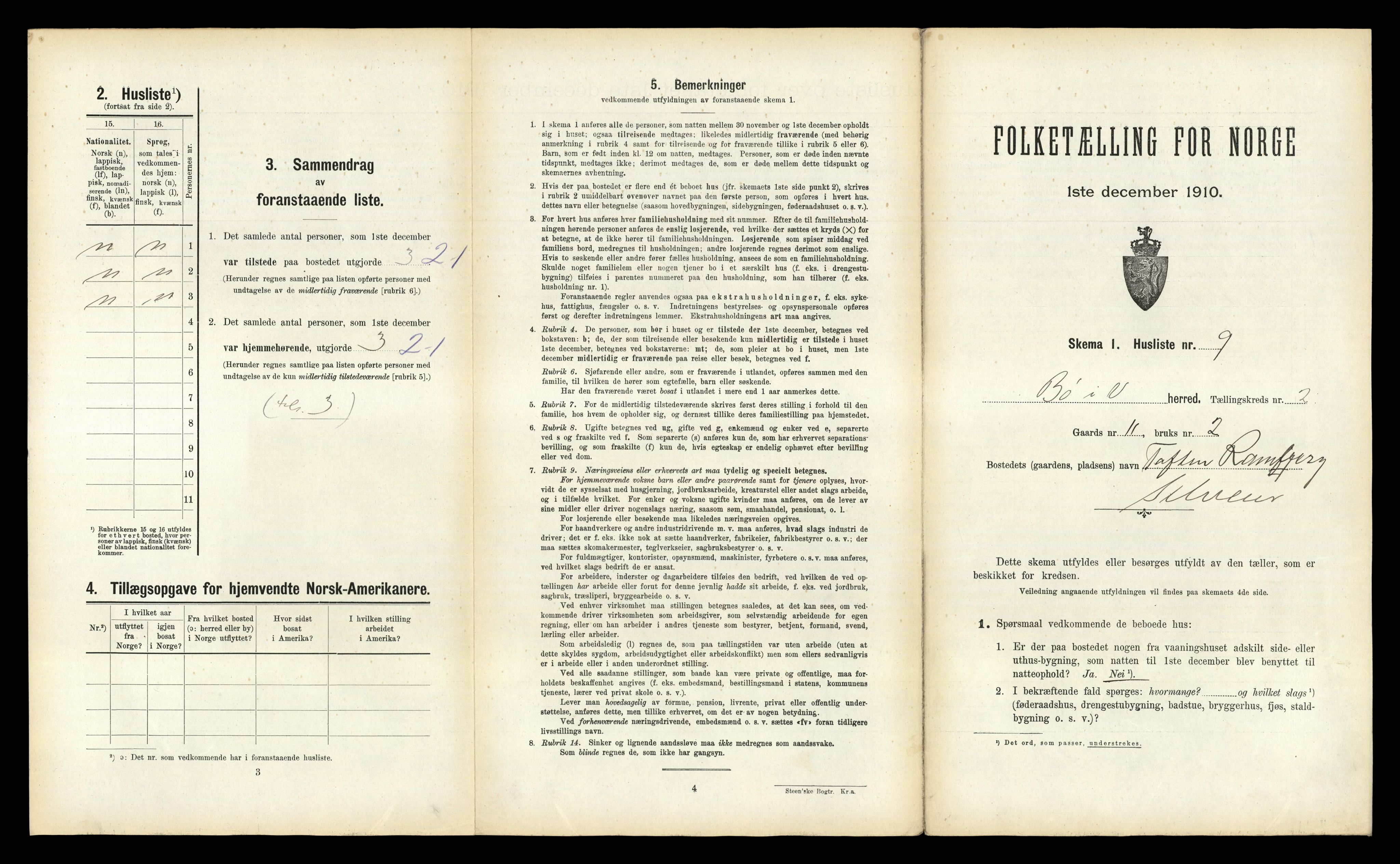 RA, 1910 census for Bø, 1910, p. 191