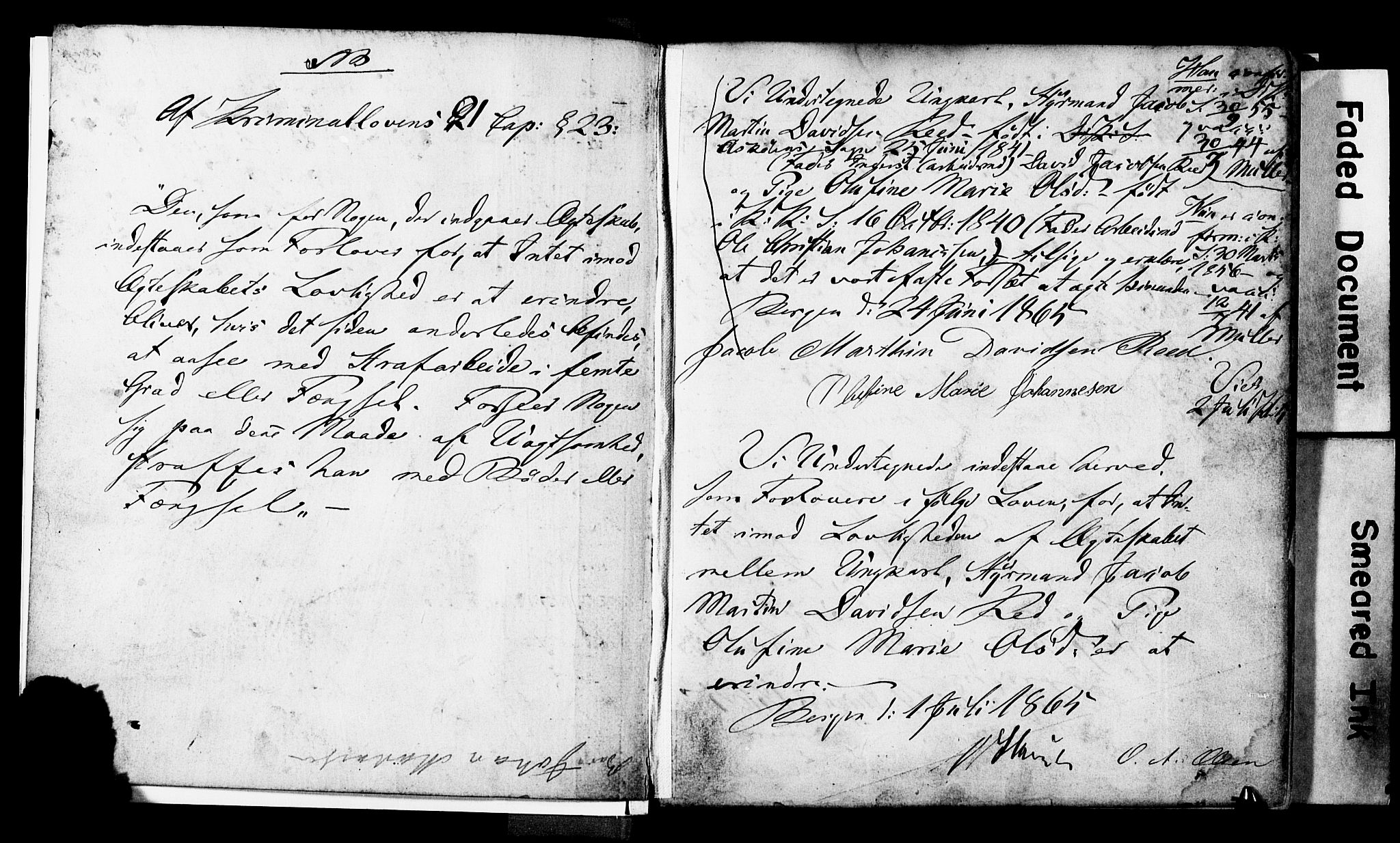 Korskirken sokneprestembete, AV/SAB-A-76101: Best man's statements no. II.5.3, 1865-1871, p. 1