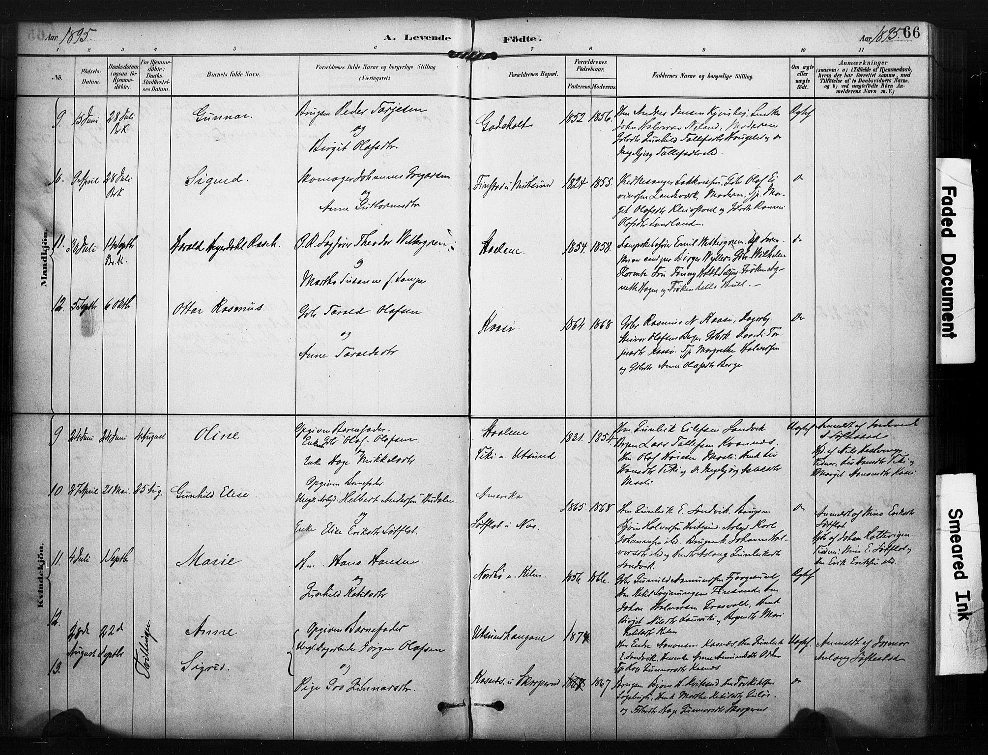 Kviteseid kirkebøker, SAKO/A-276/F/Fa/L0008: Parish register (official) no. I 8, 1882-1903, p. 66