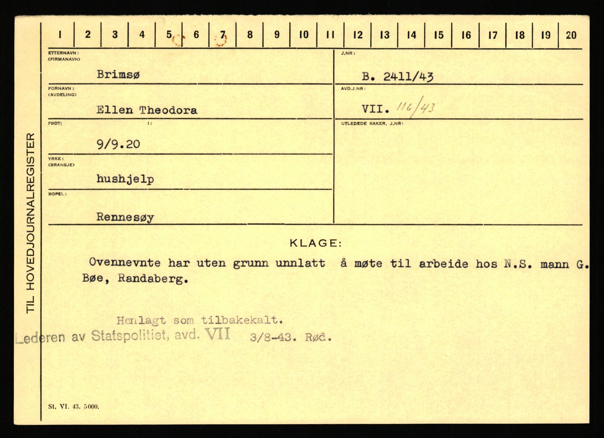 Statspolitiet - Hovedkontoret / Osloavdelingen, AV/RA-S-1329/C/Ca/L0003: Brechan - Eichinger	, 1943-1945, p. 395