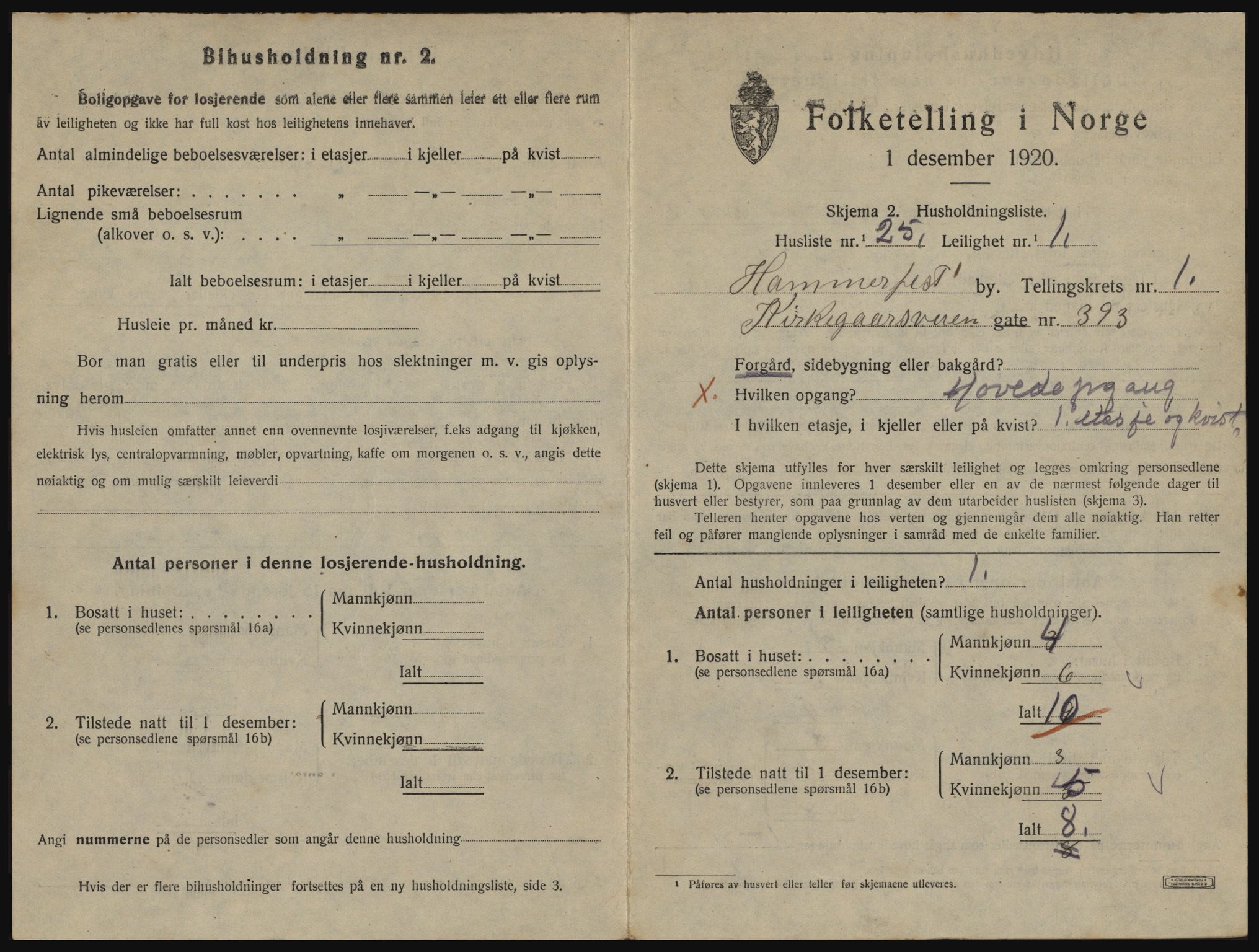 SATØ, 1920 census for Hammerfest, 1920, p. 1108