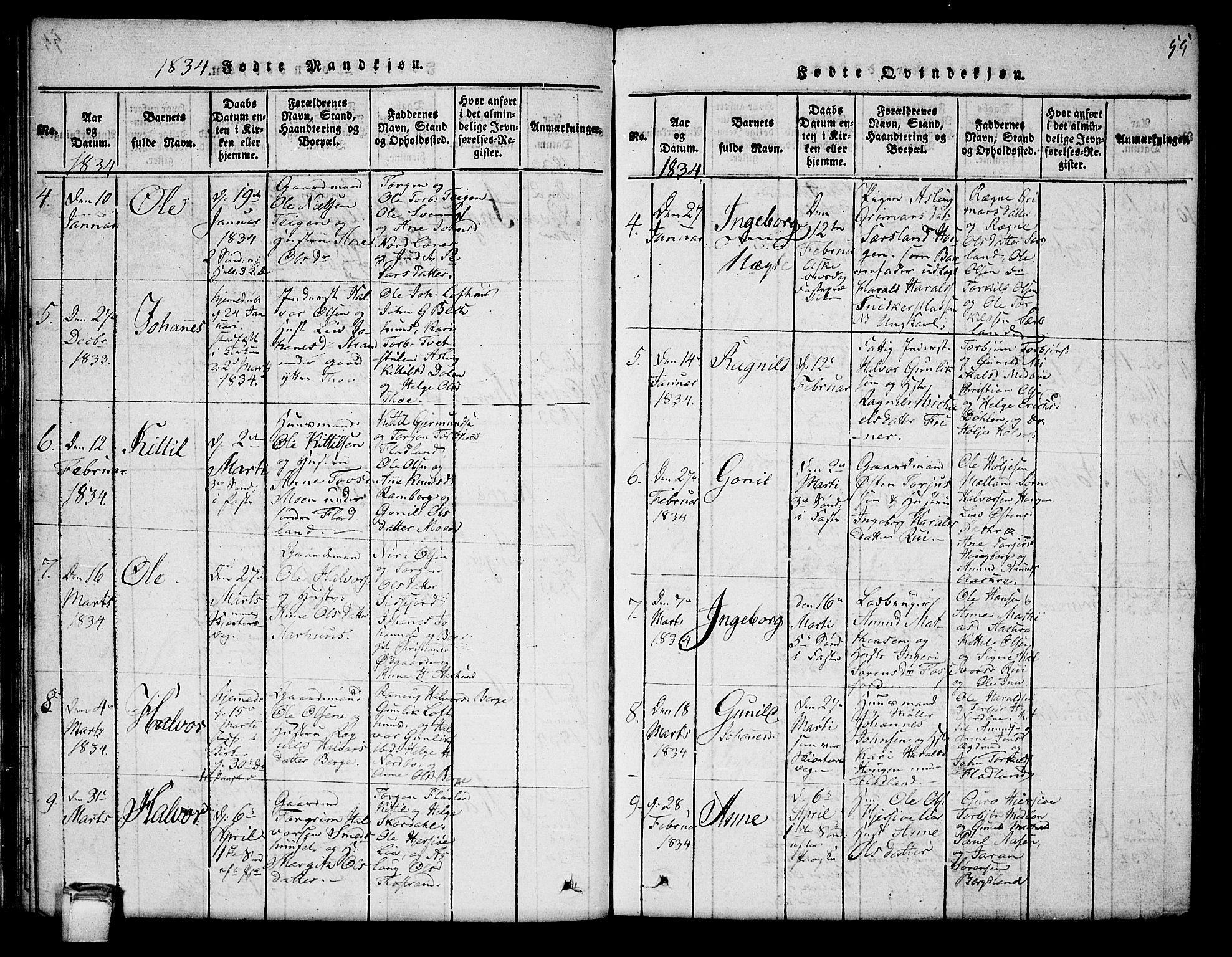 Hjartdal kirkebøker, SAKO/A-270/G/Ga/L0001: Parish register (copy) no. I 1, 1815-1842, p. 55