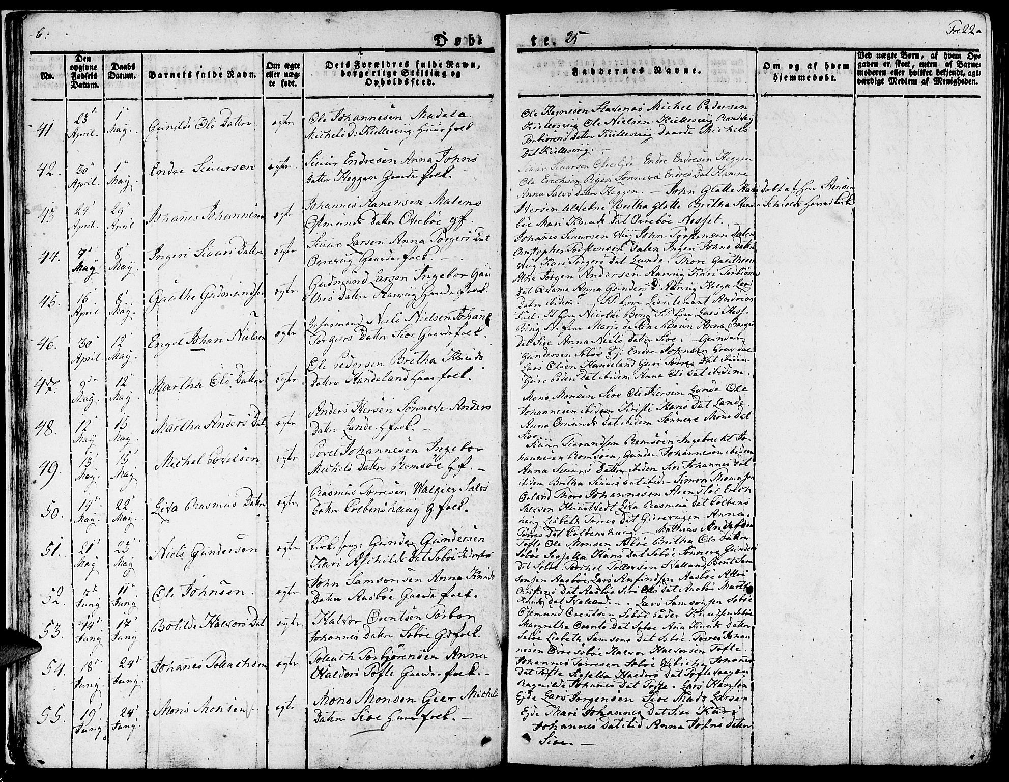 Fjelberg sokneprestembete, SAB/A-75201/H/Haa: Parish register (official) no. A 5, 1822-1834, p. 22
