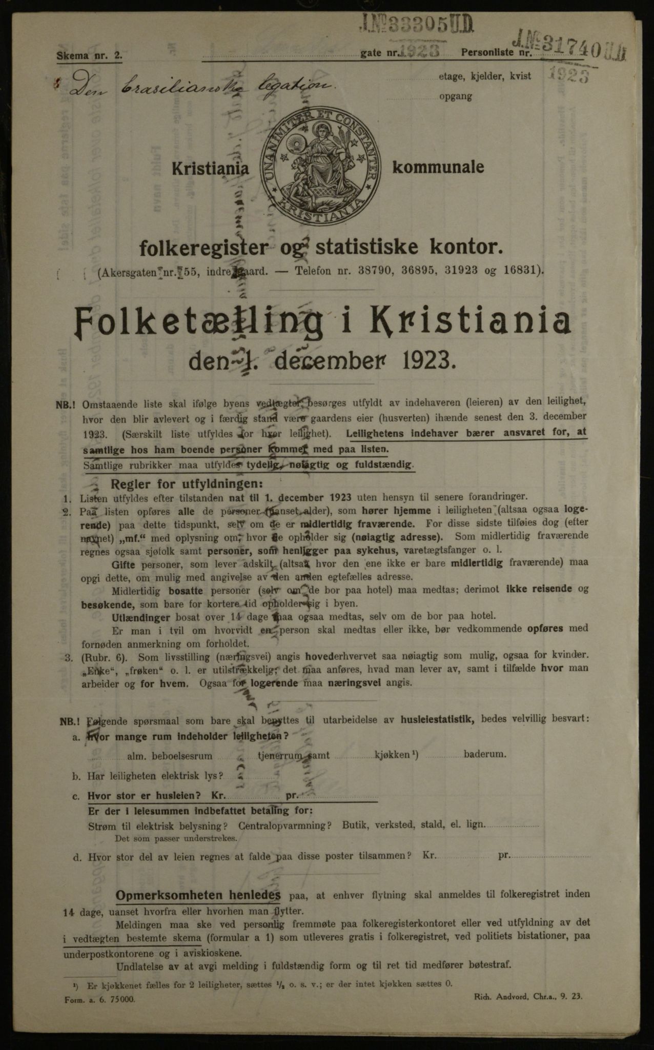 OBA, Municipal Census 1923 for Kristiania, 1923, p. 117643