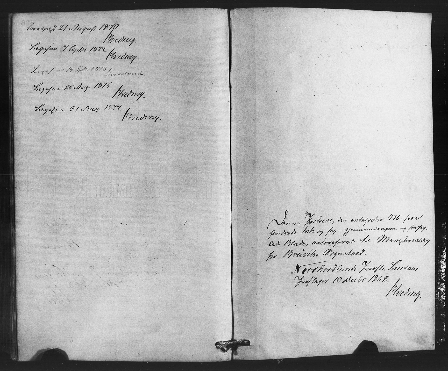 Bruvik Sokneprestembete, SAB/A-74701/H/Haa: Parish register (official) no. A 1, 1869-1877
