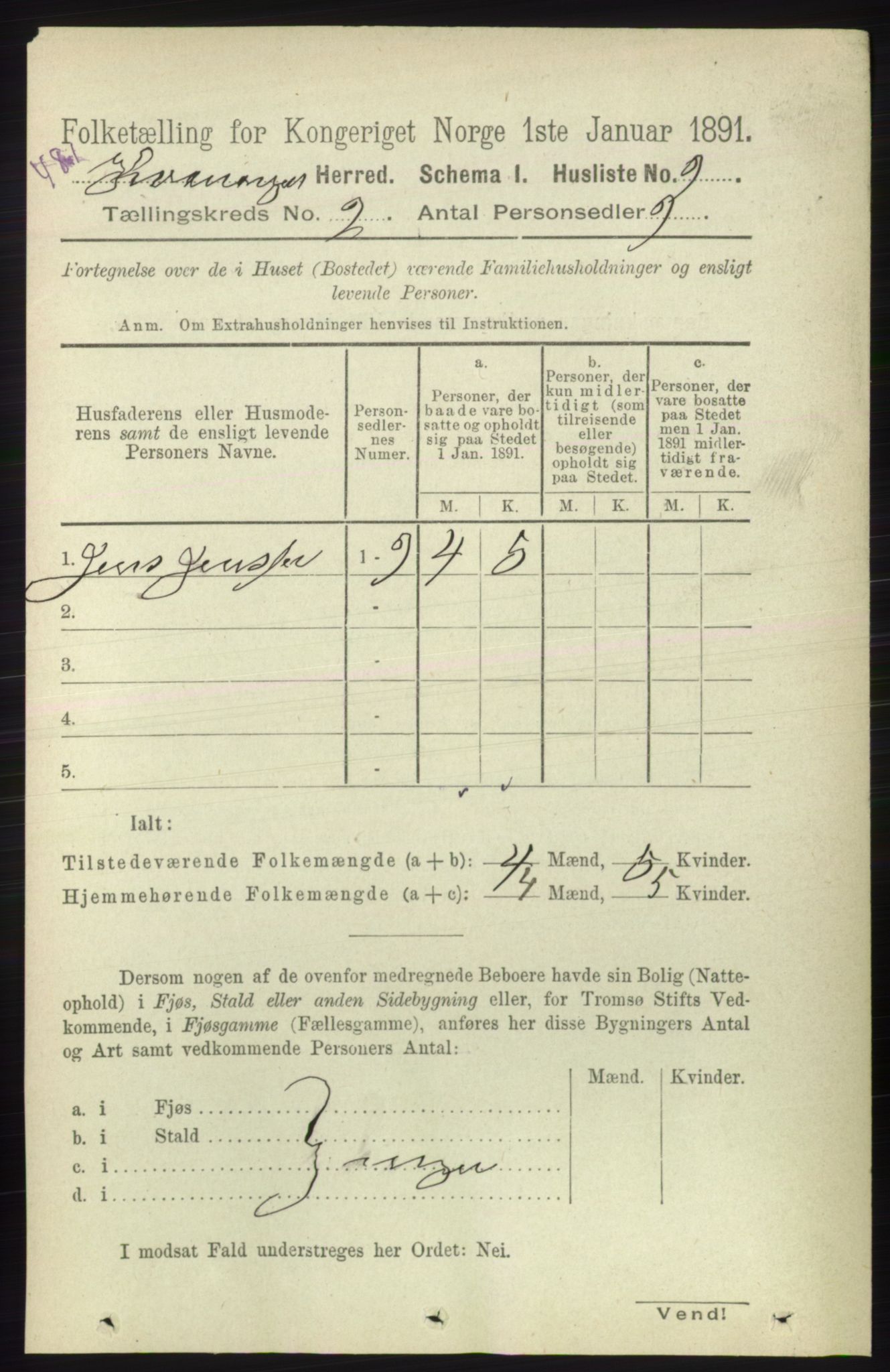 RA, 1891 census for 1943 Kvænangen, 1891, p. 333