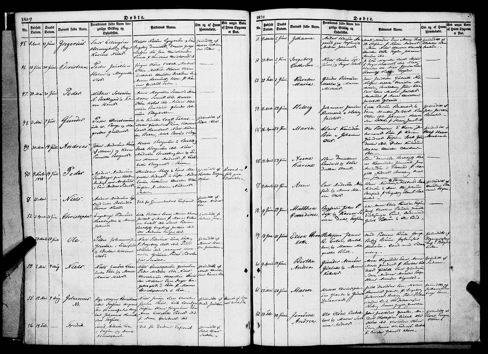 Gjerpen kirkebøker, AV/SAKO-A-265/F/Fa/L0007a: Parish register (official) no. I 7A, 1834-1857, p. 37