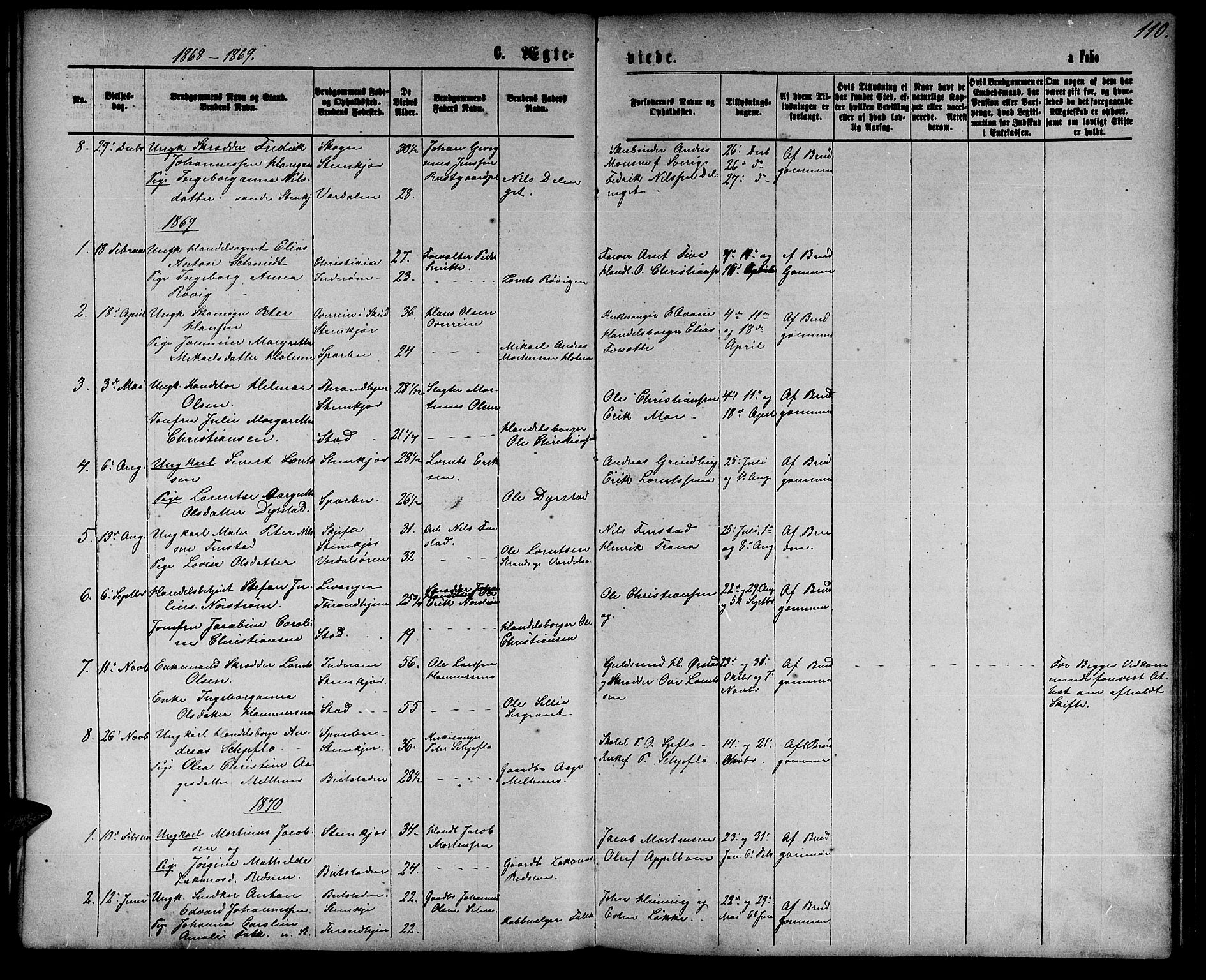 Ministerialprotokoller, klokkerbøker og fødselsregistre - Nord-Trøndelag, SAT/A-1458/739/L0373: Parish register (copy) no. 739C01, 1865-1882, p. 110