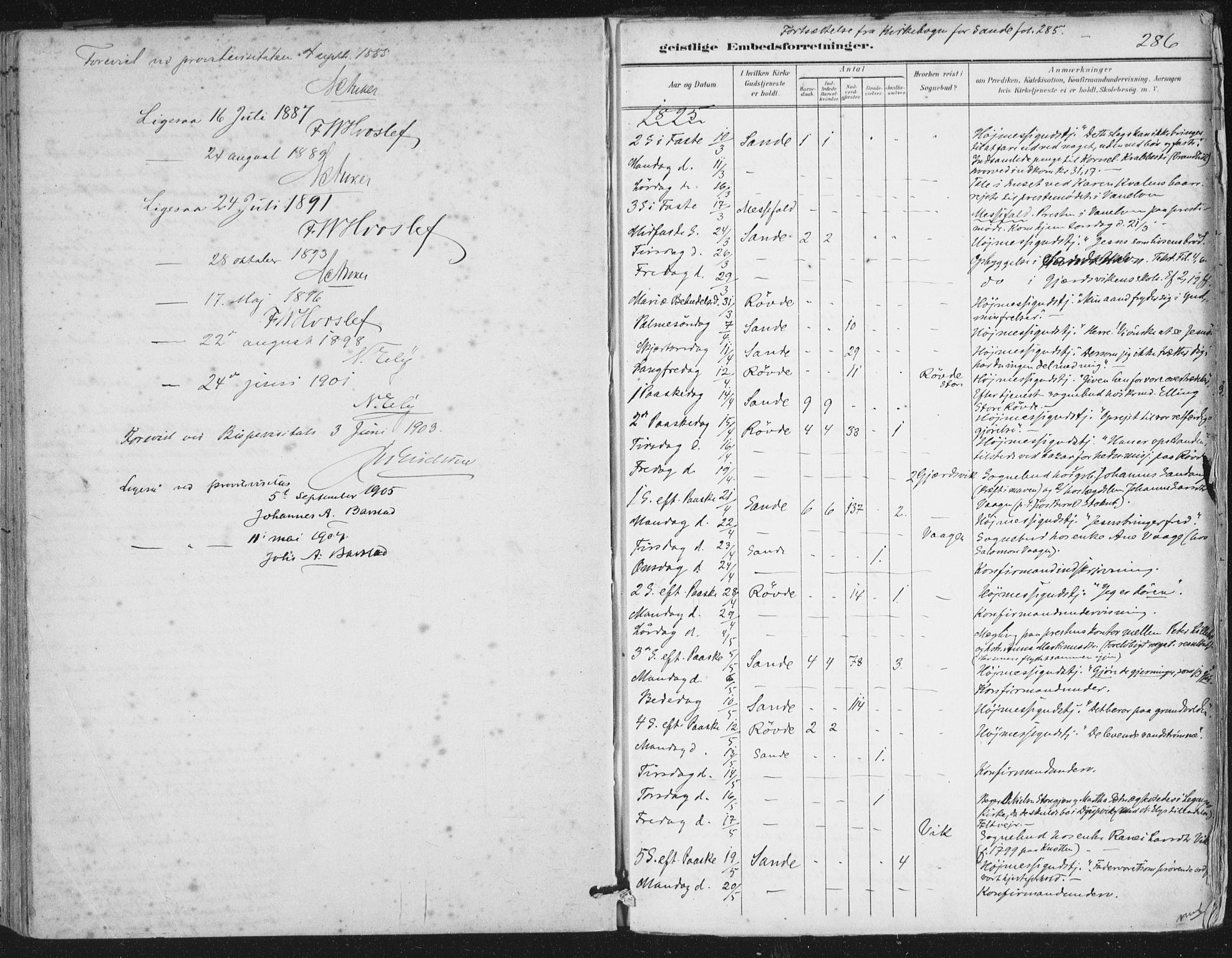 Ministerialprotokoller, klokkerbøker og fødselsregistre - Møre og Romsdal, SAT/A-1454/503/L0037: Parish register (official) no. 503A05, 1884-1900, p. 286