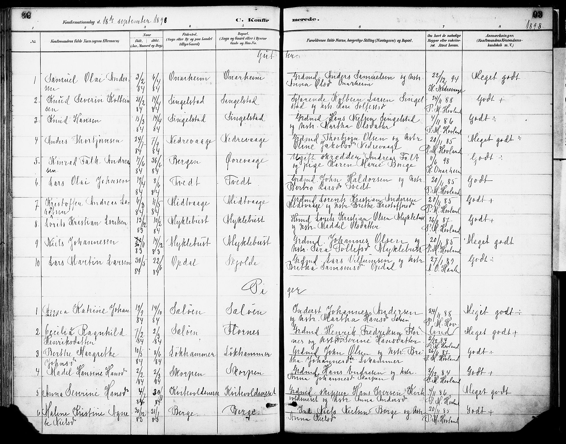 Tysnes sokneprestembete, SAB/A-78601/H/Haa: Parish register (official) no. C 1, 1887-1912, p. 93