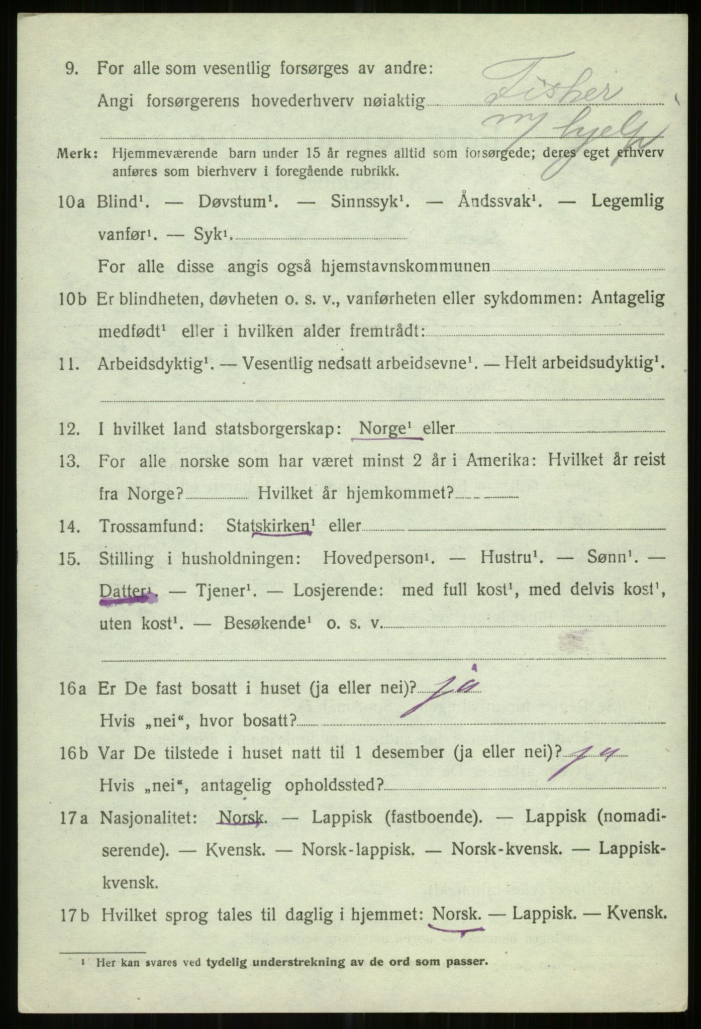 SATØ, 1920 census for Helgøy, 1920, p. 1612