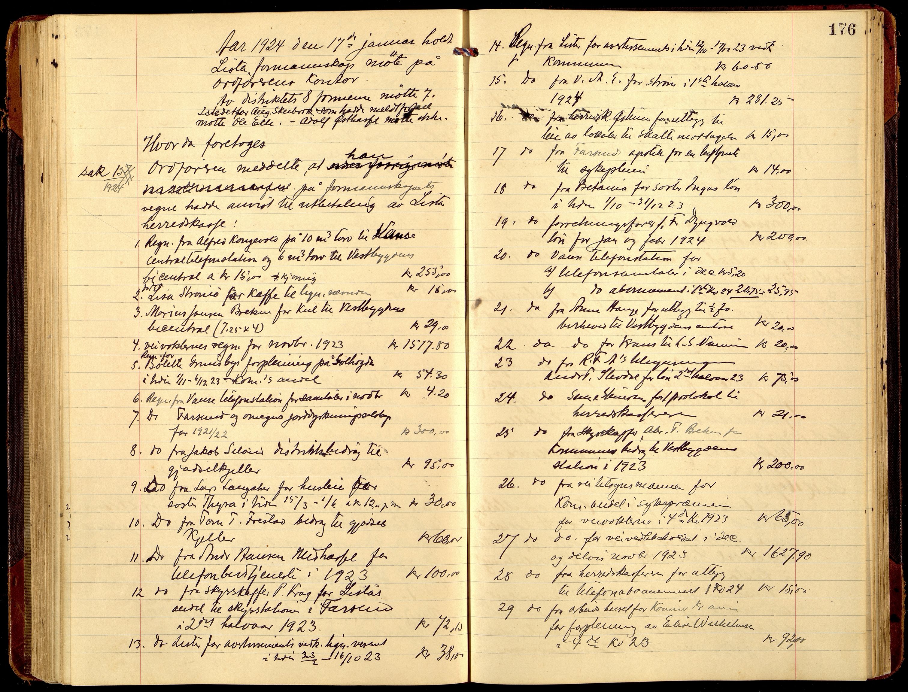 Lista kommune - Formannskapet, ARKSOR/1003LI120/A/L0008: Møtebok (d), 1921-1925, p. 175b-176a