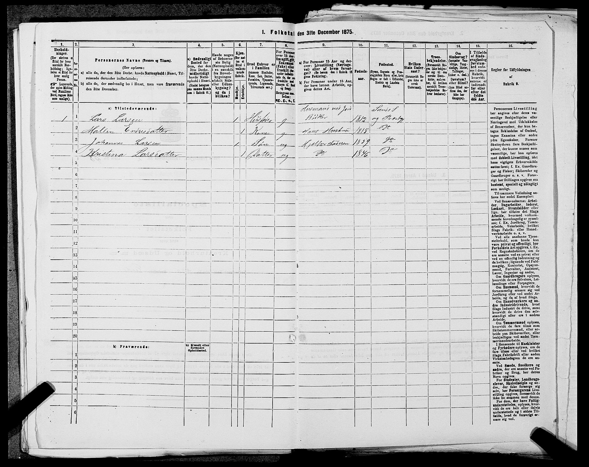 SAST, 1875 census for 1136P Sand, 1875, p. 260