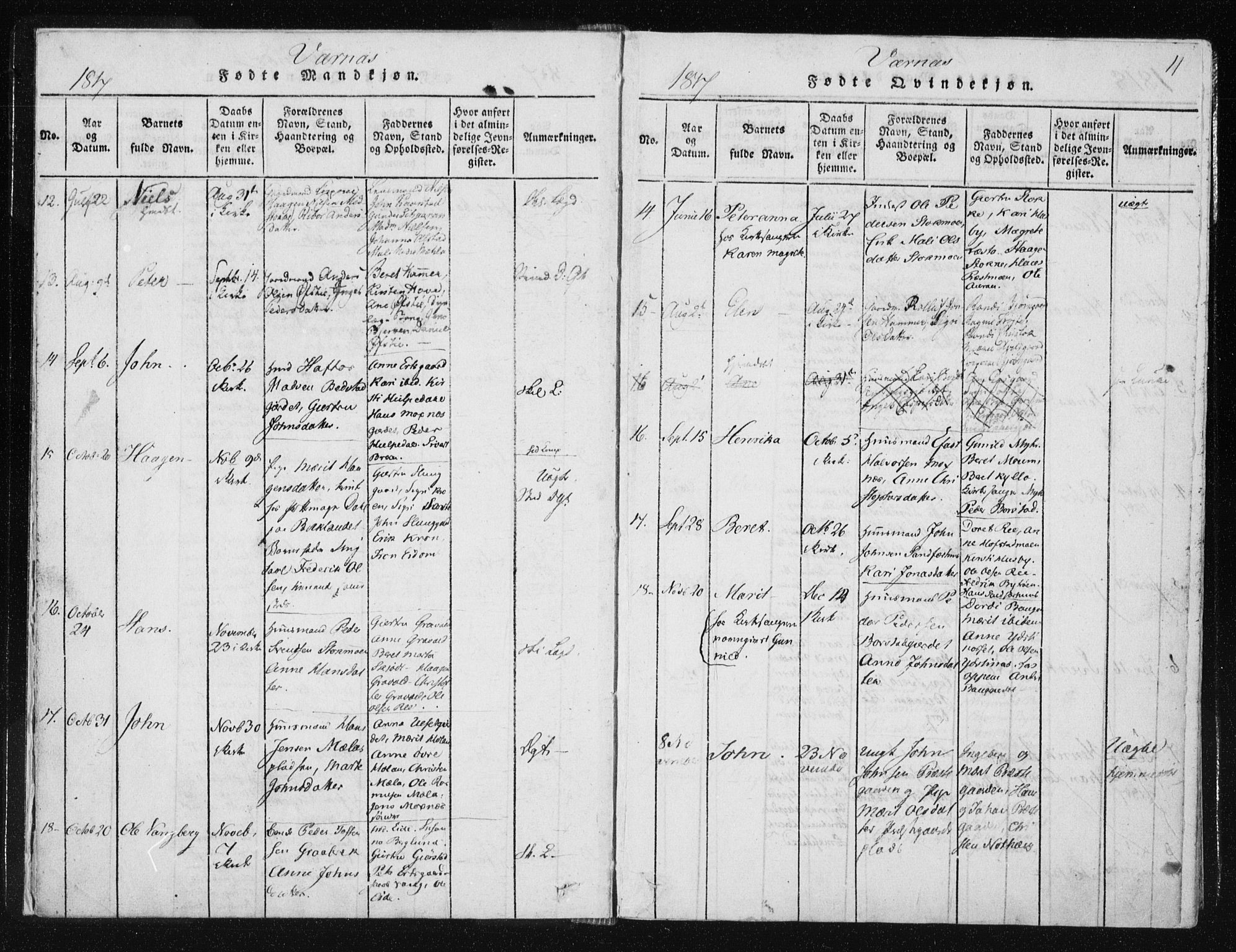 Ministerialprotokoller, klokkerbøker og fødselsregistre - Nord-Trøndelag, AV/SAT-A-1458/709/L0061: Parish register (official) no. 709A08 /1, 1815-1819, p. 11