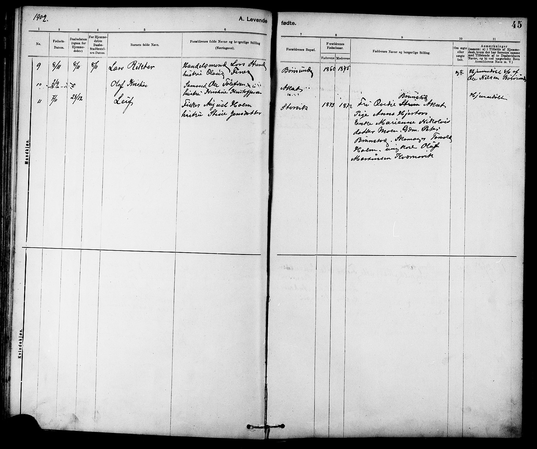 Ministerialprotokoller, klokkerbøker og fødselsregistre - Sør-Trøndelag, SAT/A-1456/639/L0573: Parish register (copy) no. 639C01, 1890-1905, p. 45