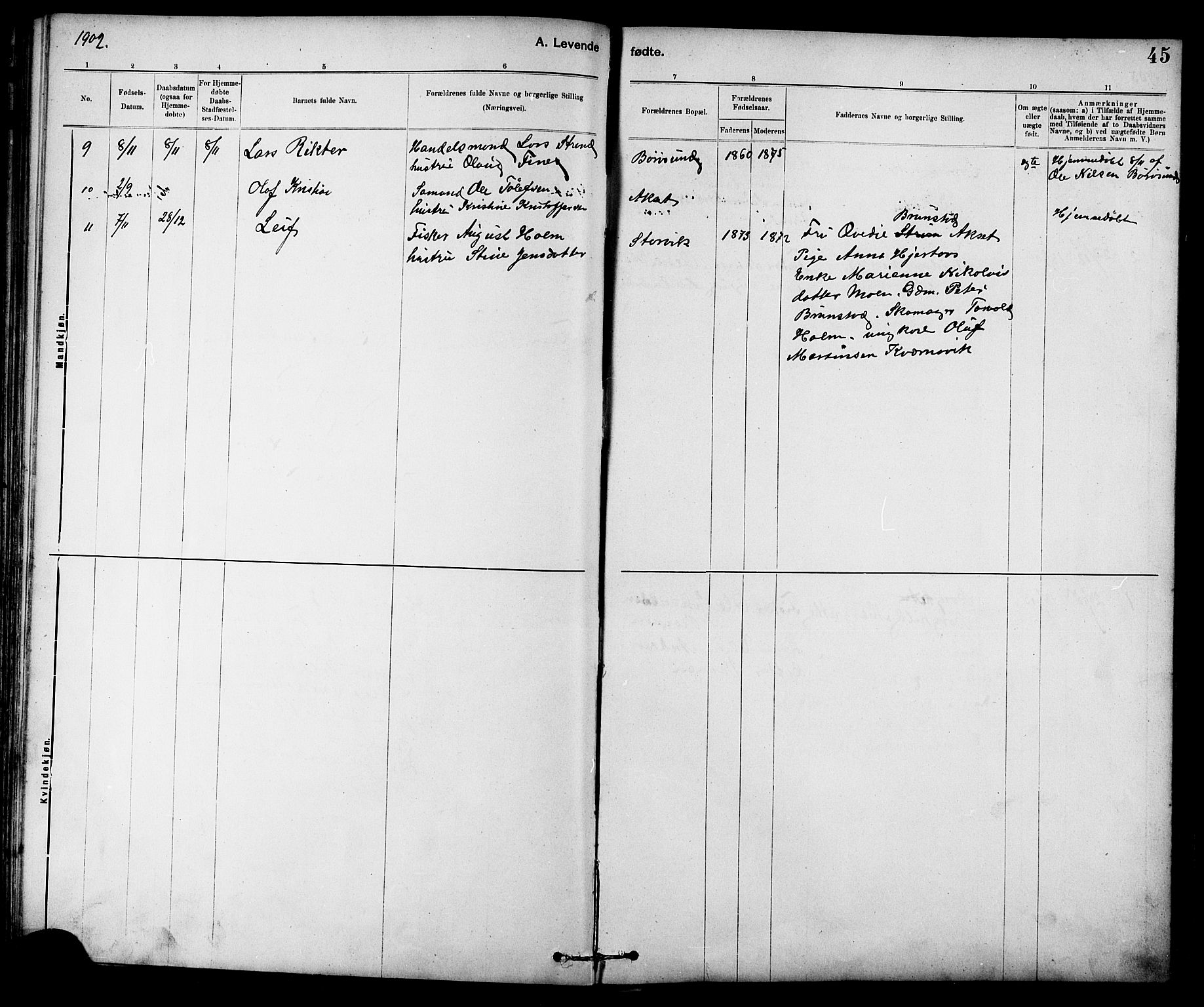 Ministerialprotokoller, klokkerbøker og fødselsregistre - Sør-Trøndelag, AV/SAT-A-1456/639/L0573: Parish register (copy) no. 639C01, 1890-1905, p. 45