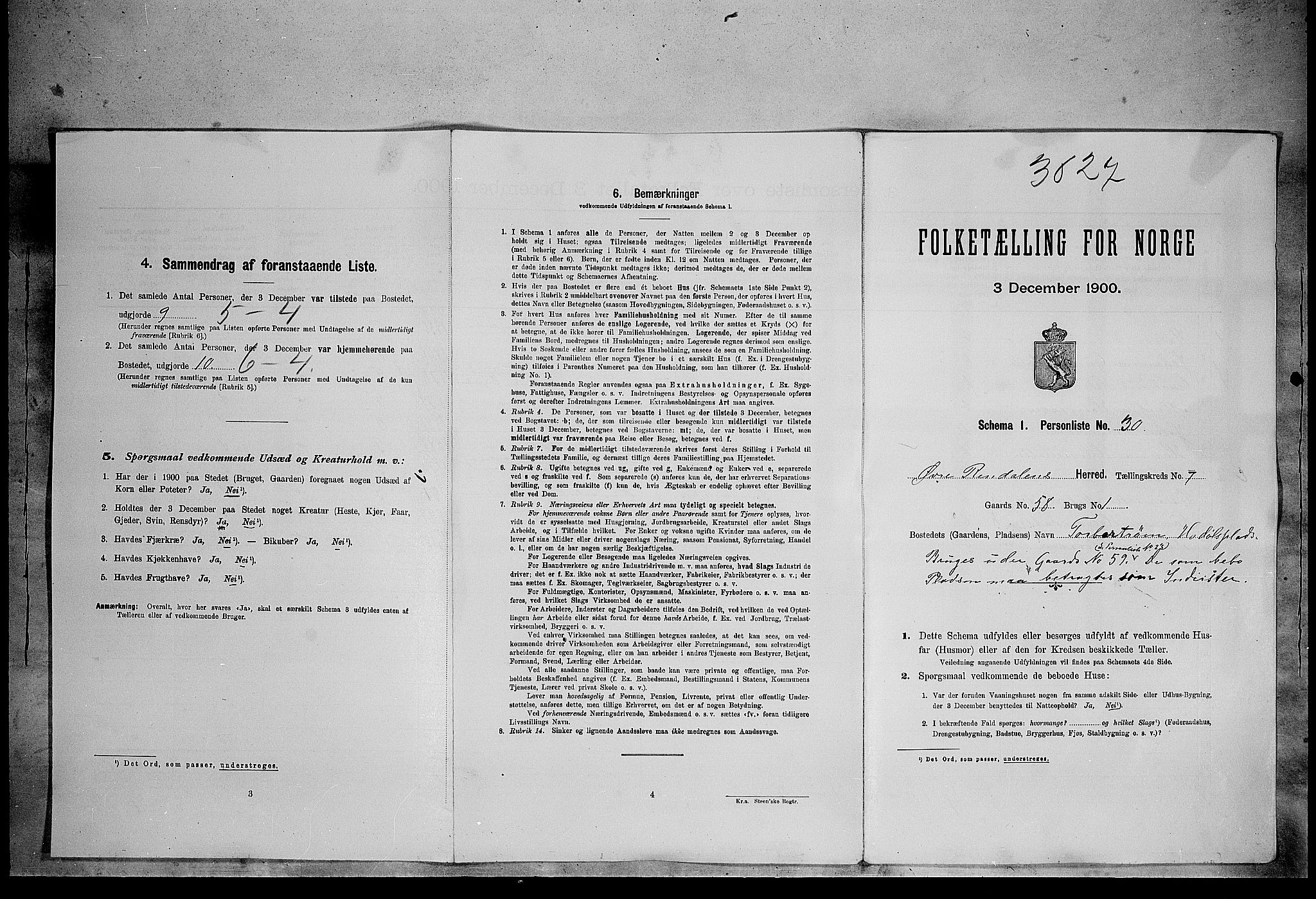 SAH, 1900 census for Øvre Rendal, 1900, p. 627