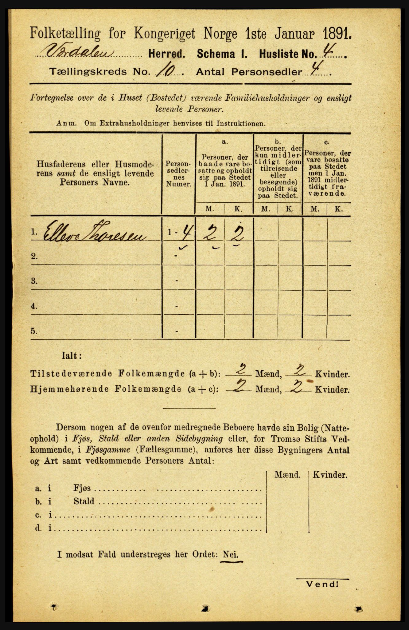 RA, 1891 census for 1721 Verdal, 1891, p. 5546