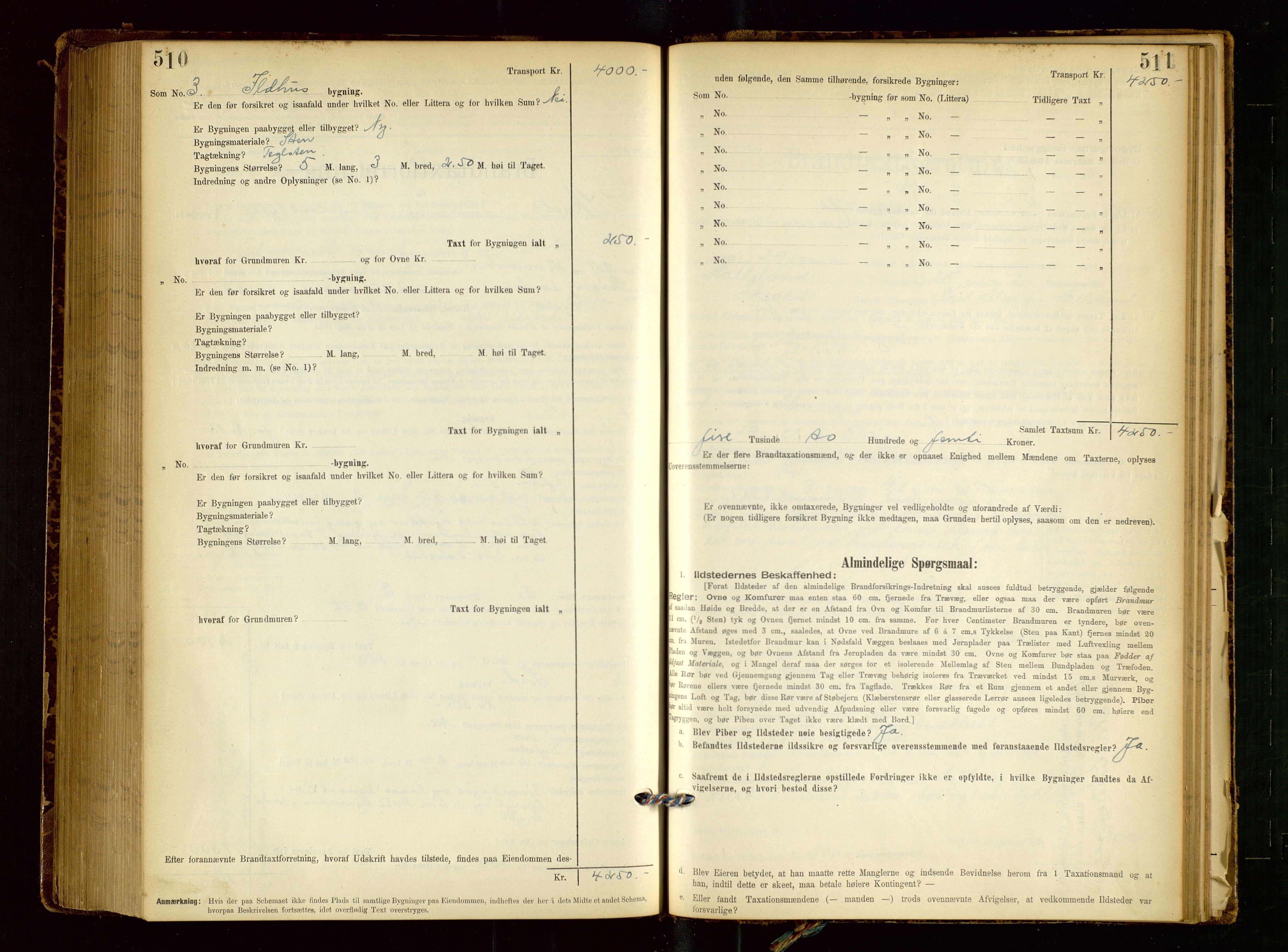 Skjold lensmannskontor, AV/SAST-A-100182/Gob/L0001: "Brandtaxationsprotokol for Skjold Lensmandsdistrikt Ryfylke Fogderi", 1894-1939, p. 510-511