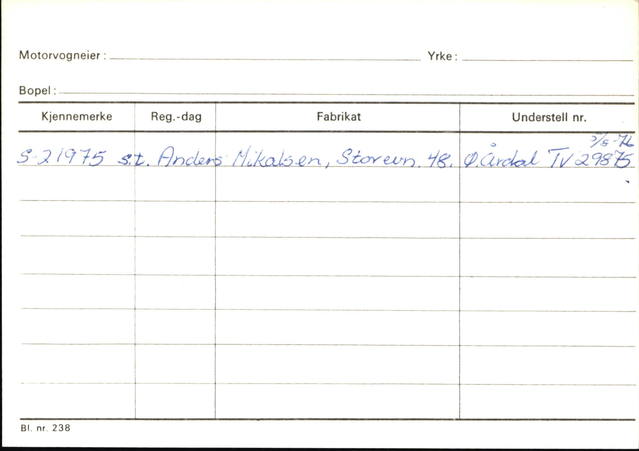 Statens vegvesen, Sogn og Fjordane vegkontor, AV/SAB-A-5301/4/F/L0145: Registerkort Vågsøy S-Å. Årdal I-P, 1945-1975, p. 1727